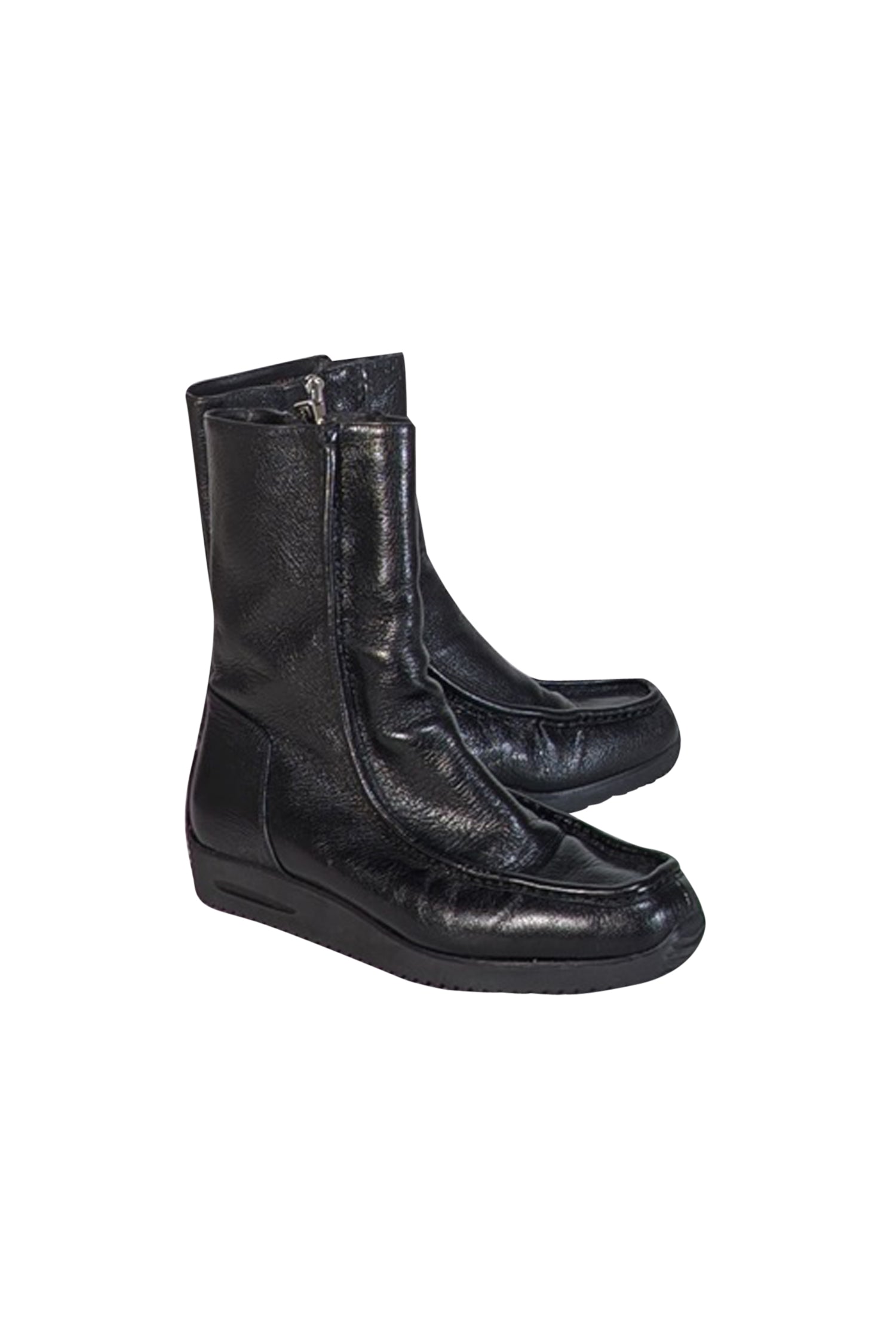 Bally's Stunning Black Patent Leather Shearling-Lined Boots - Size 9