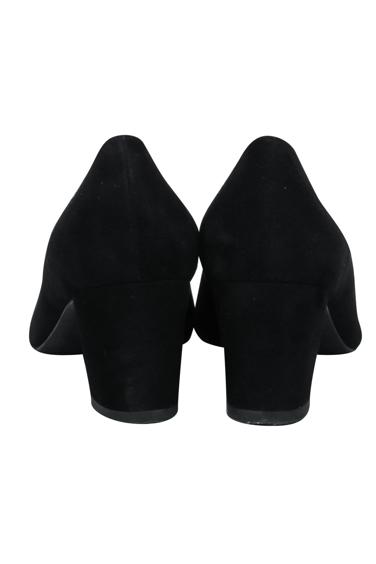 Stuart Weitzman's Stylish Black Square Toe Suede Block Heels - Size 8