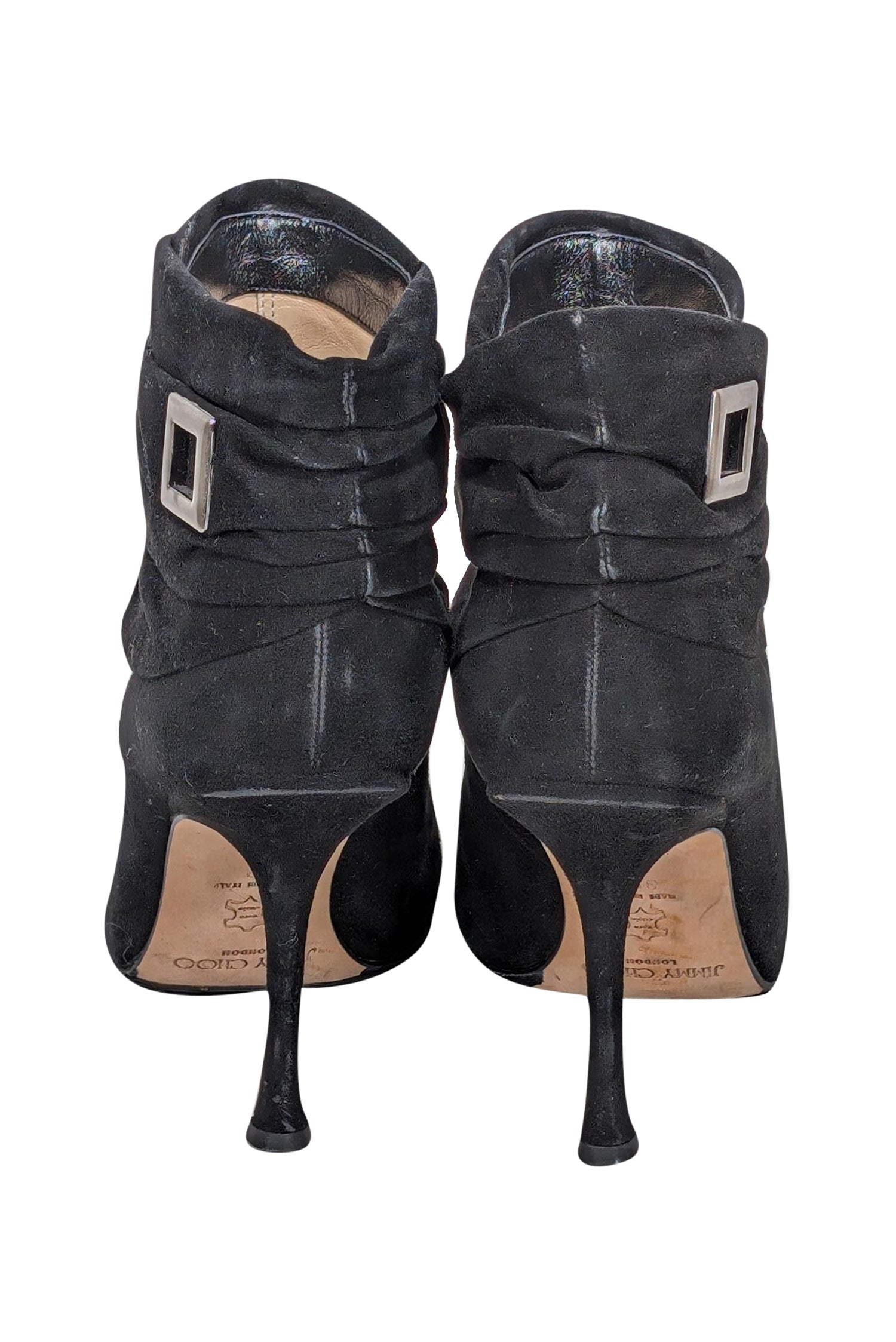 Jimmy Choo - Stunning Black Ruched Suede Short Boots, Size 9
