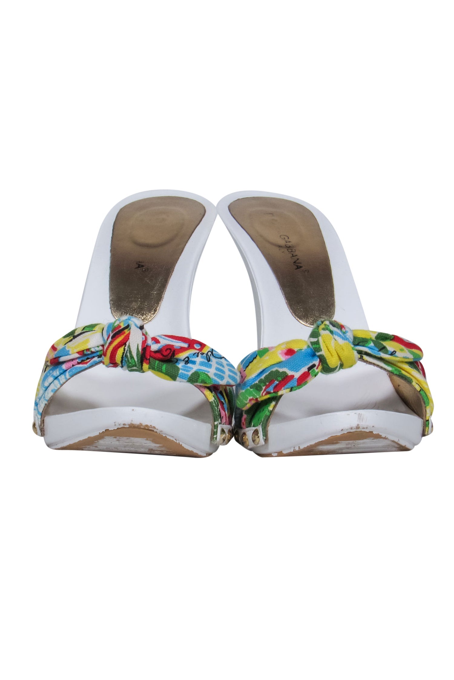 Dolce & Gabbana Tropical Paradise White Leather Mule Sandals - Size 10