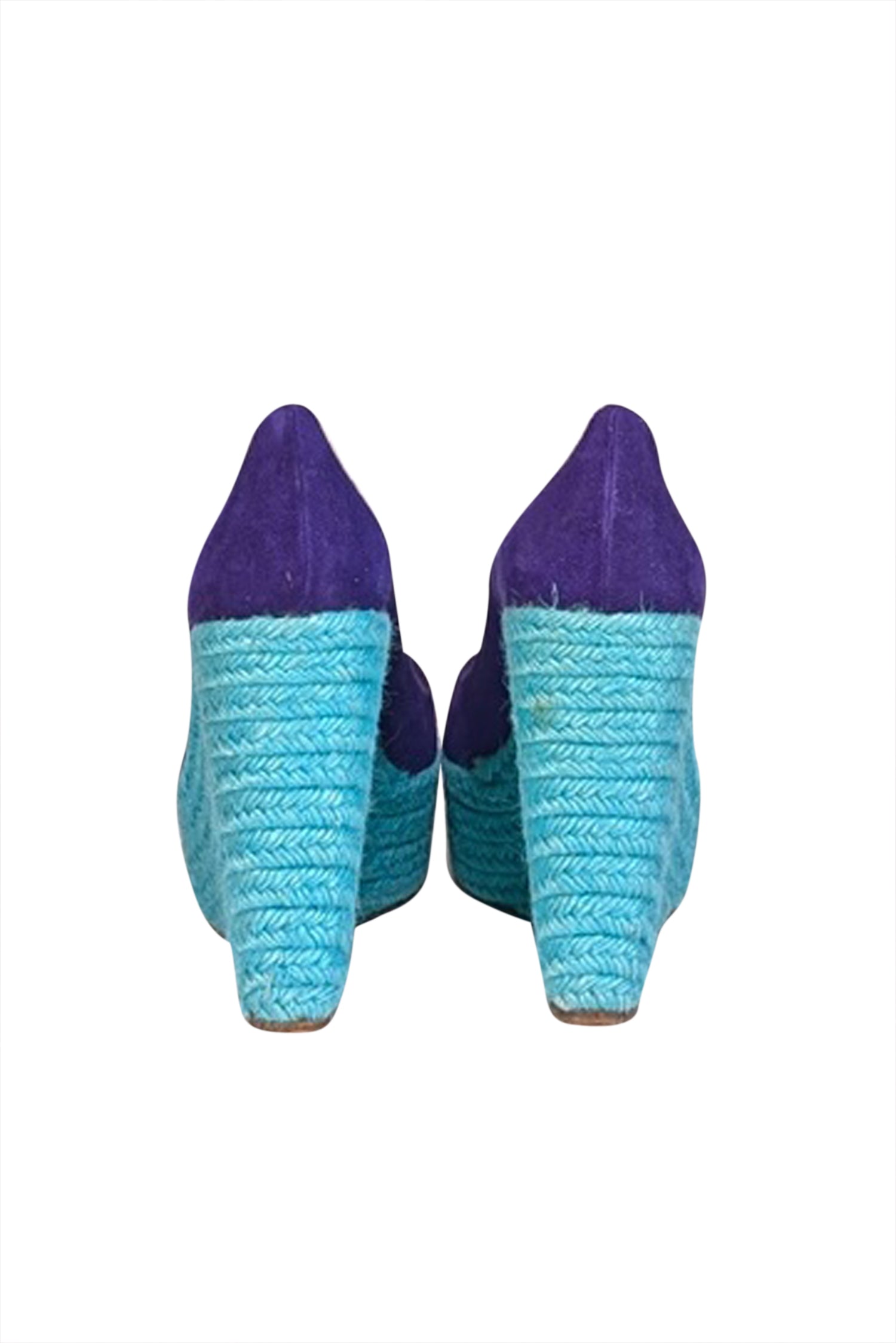 Brian Atwood Indigo Suede Espadrille Wedges - Size 10 Summer Must-Have