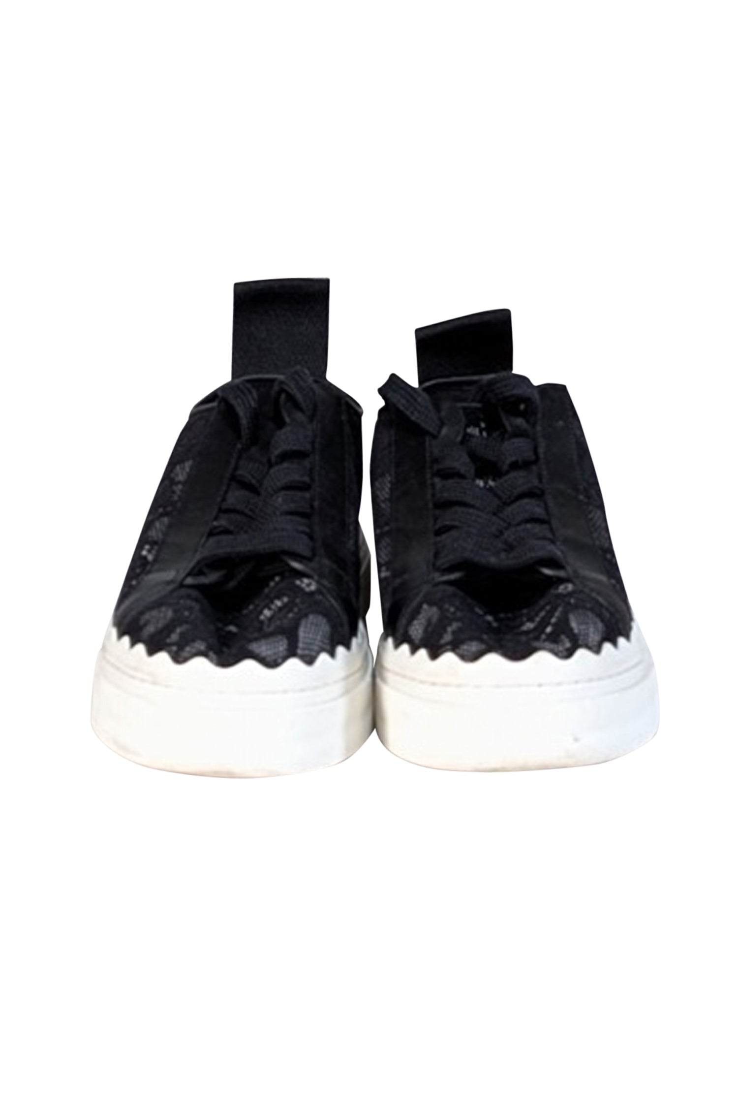 Chloe Black Lace-Up Sneakers - Size 8: Flirty and Stylish!