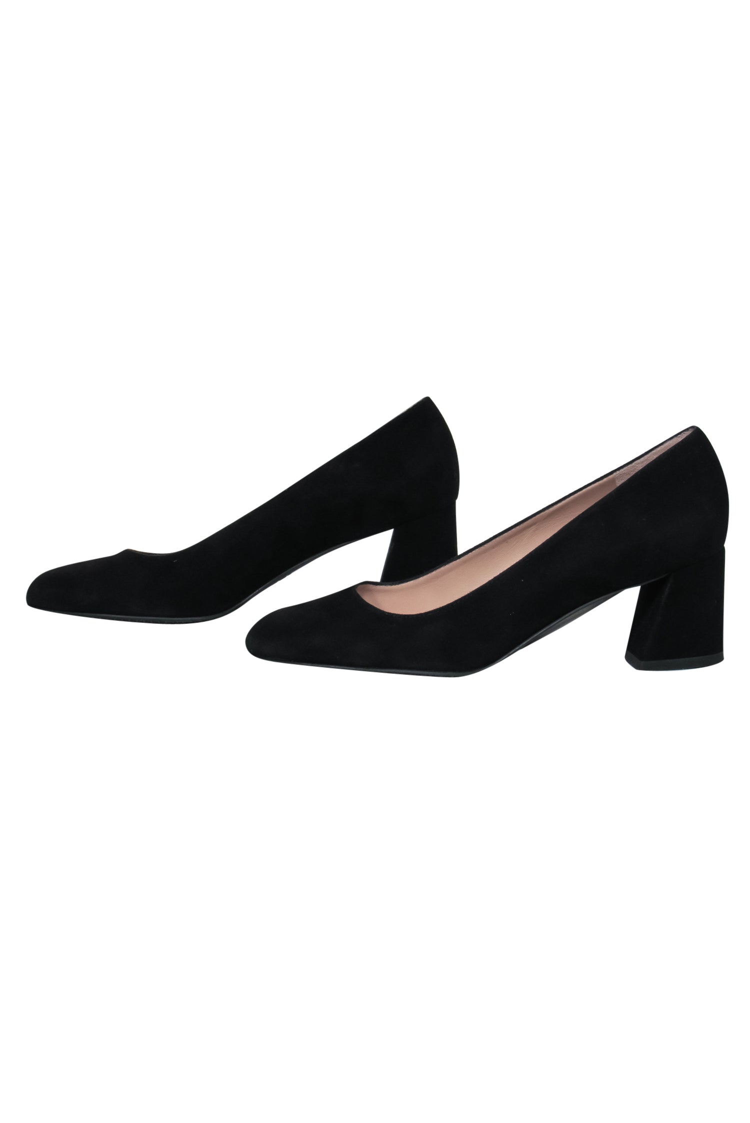 Stuart Weitzman's Stylish Black Square Toe Suede Block Heels - Size 8