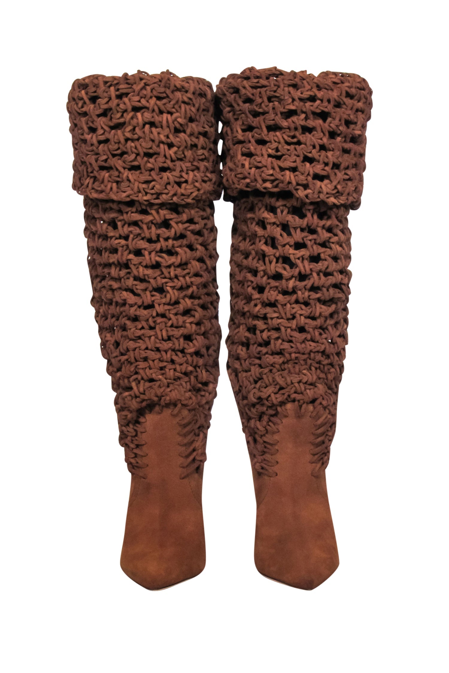 Yves Saint Laurent Tan Suede 'Soho Niki 105' Thigh - High Boots - Size 9