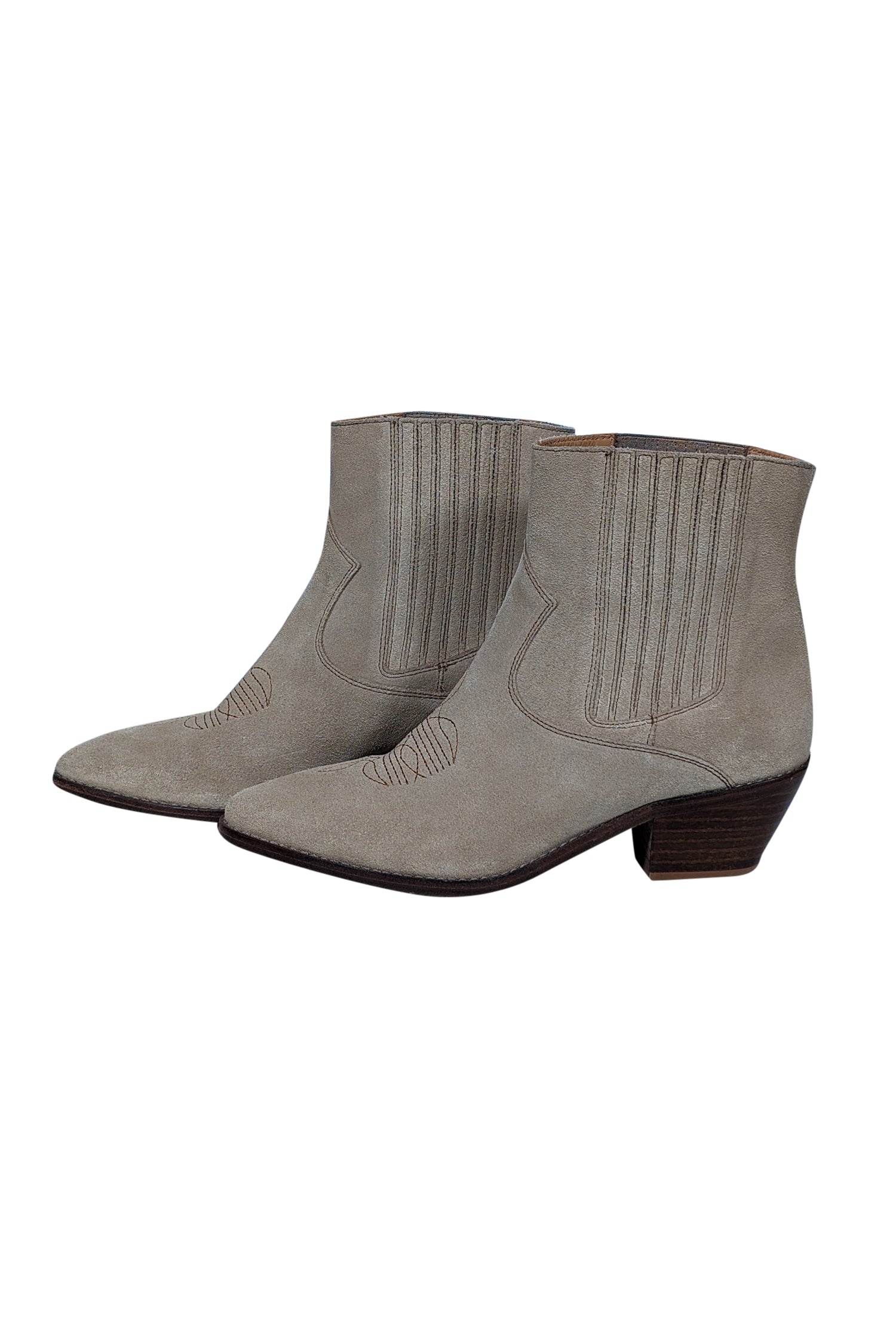 Zadig & Voltaire Beige Suede Western Short Boots - Size 8
