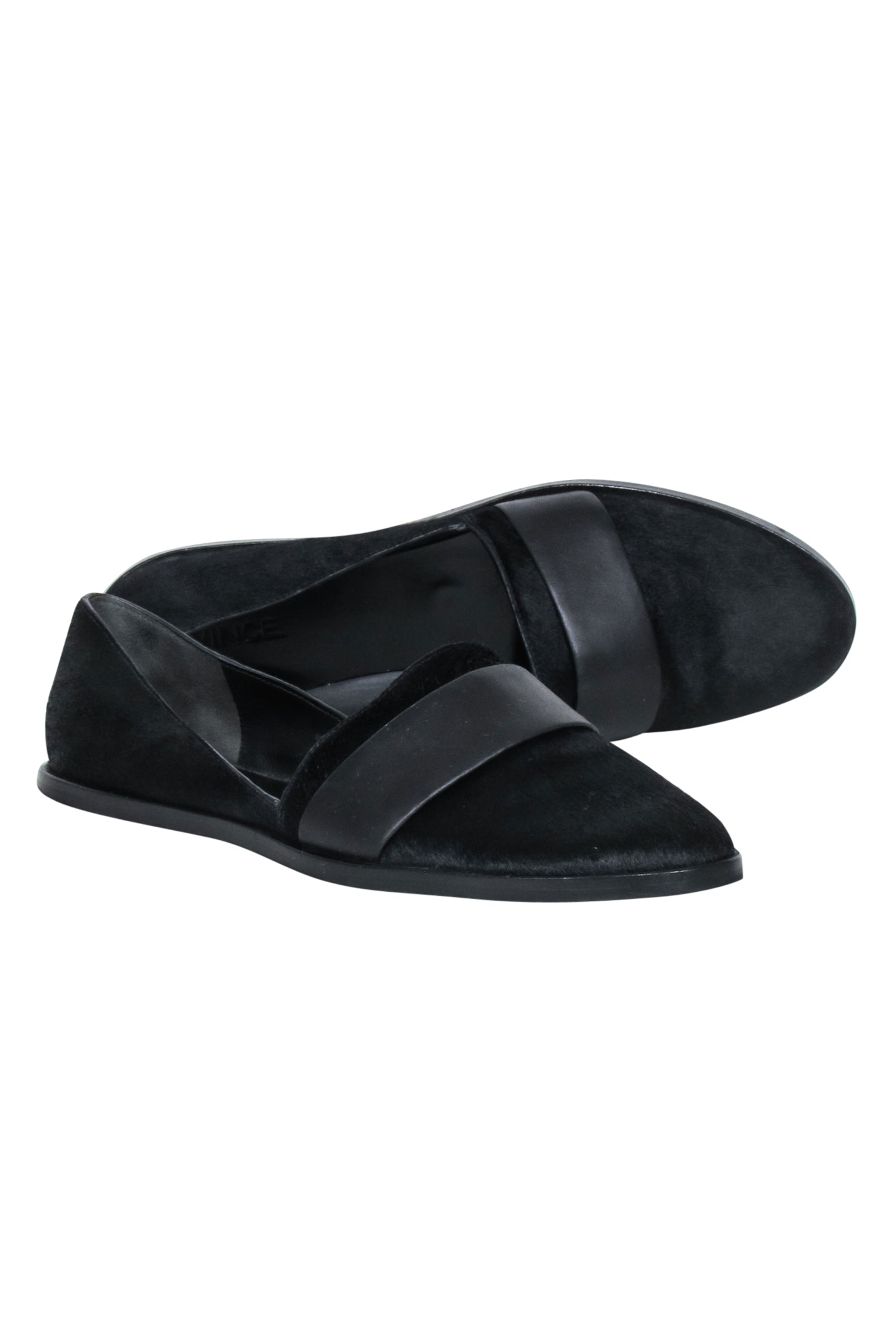 Vince Luxury Black Calf Hair Flat Loafers - Size 9