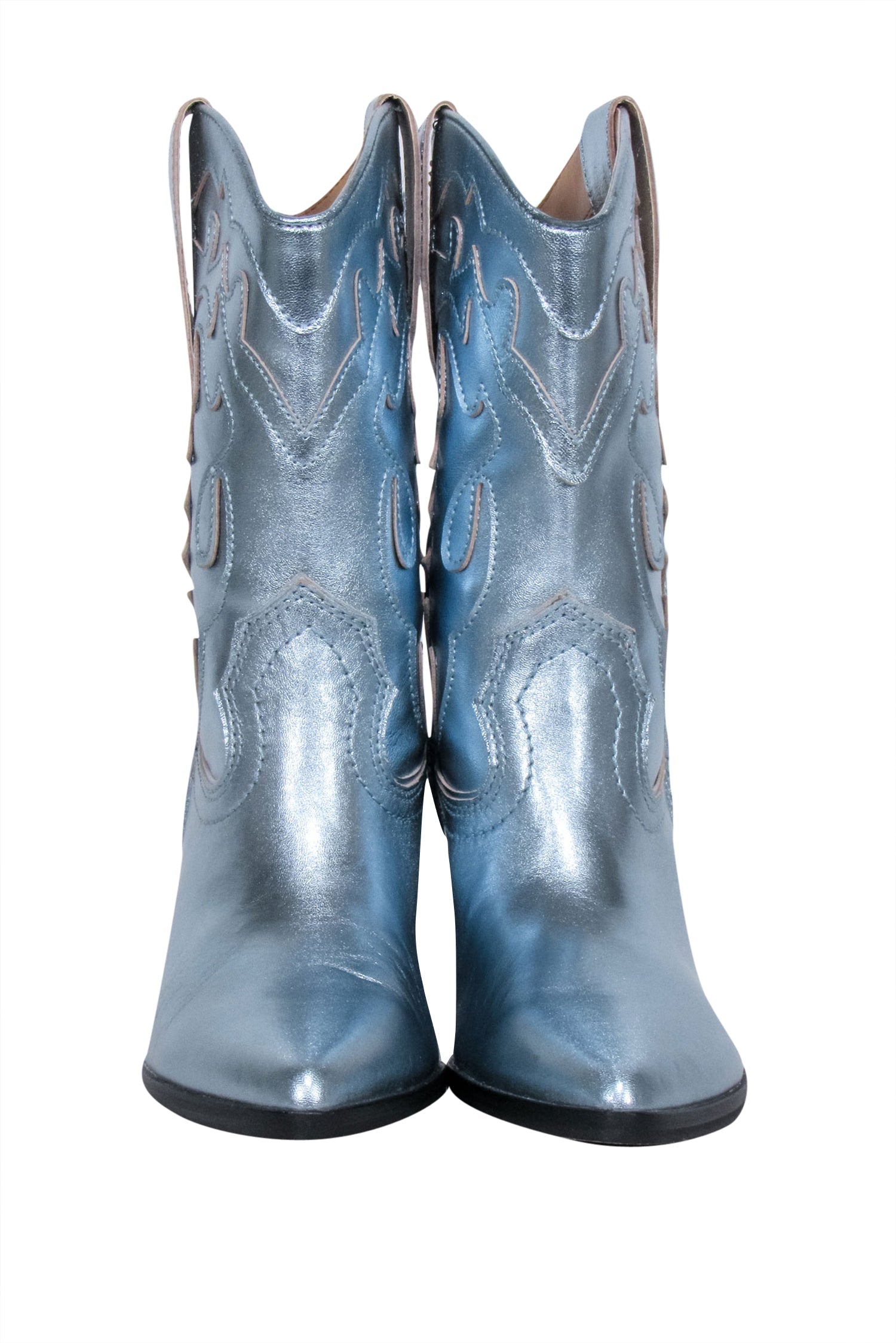Dolce Vita Metallic Electric Blue Western Short Boots - Size 7.5