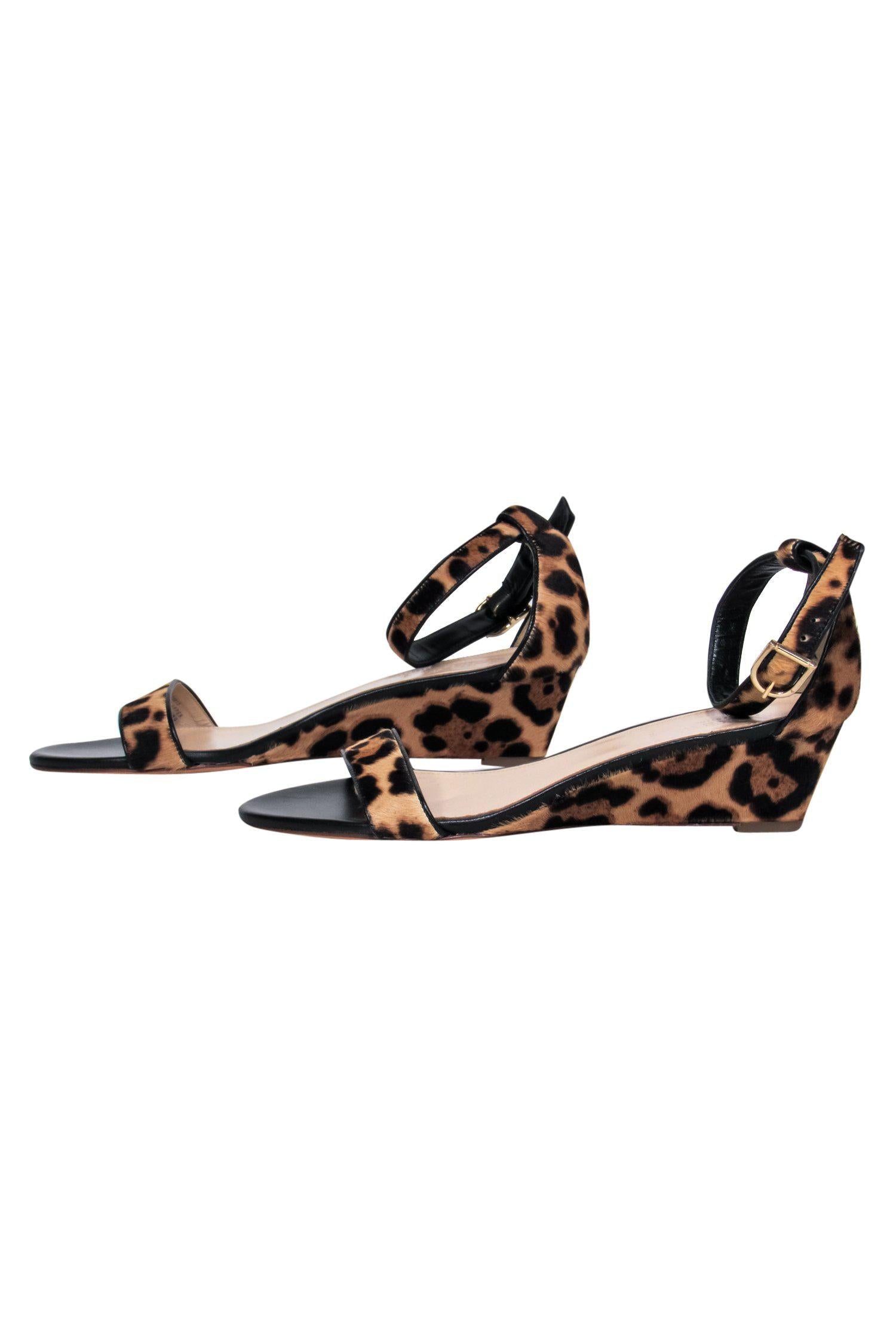 J.Crew Tan & Black Leopard Print Calf Hair Wedges - Size 8.5 - Roar in Style!