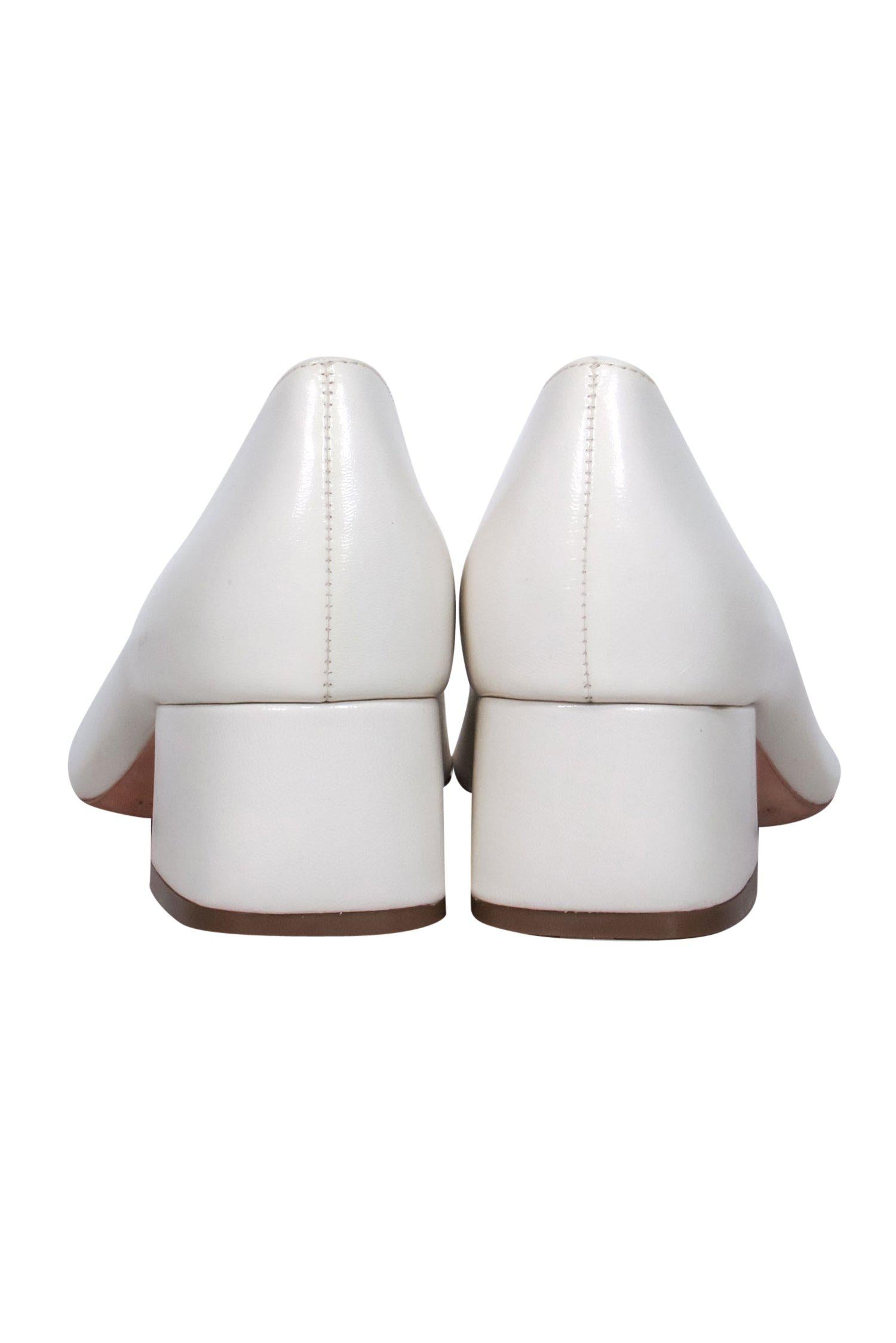 Loeffler Randall - Stunning White Glossy Leather Block Heels in Size 7.5
