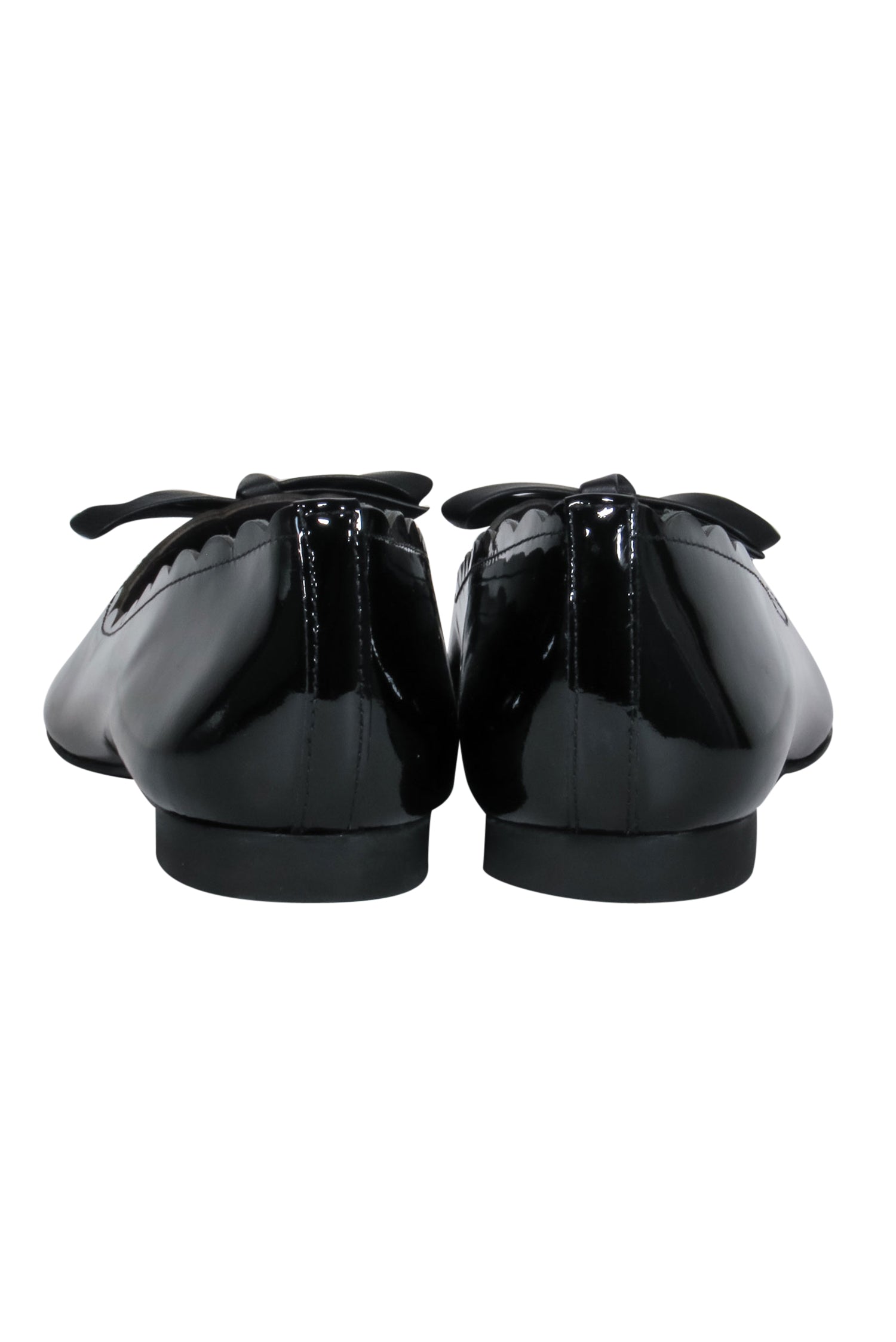 Kate Spade Black Scalloped Patent Leather Bow Flats - Size 8