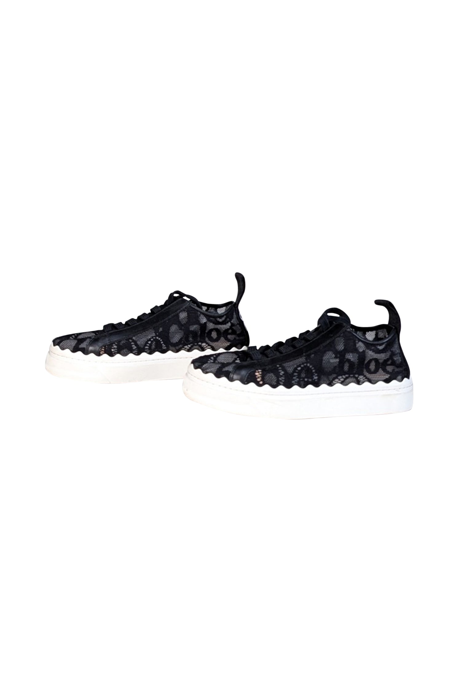 Chloe Black Lace-Up Sneakers - Size 8: Flirty and Stylish!