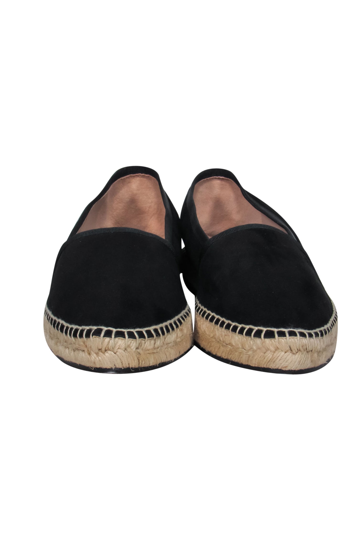 Stuart Weitzman's Luxurious Black Suede Almond Toe Espadrille Flats - Size 10.5