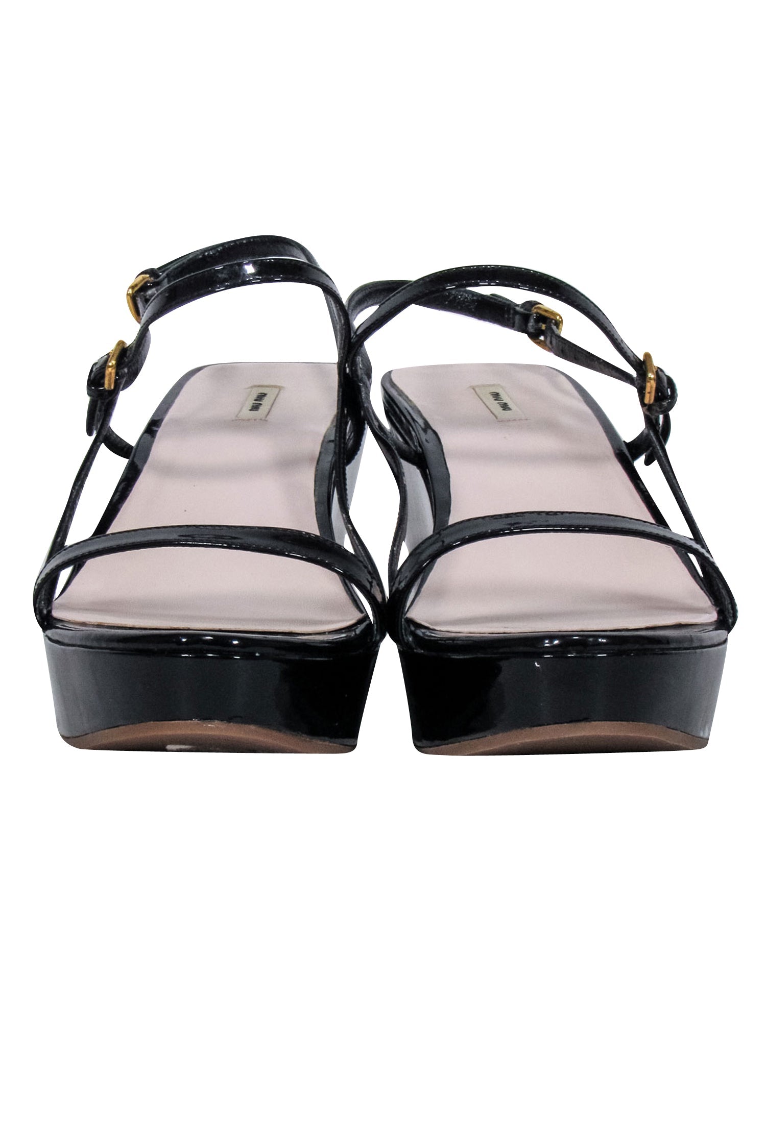 Miu Miu Glamorous Black Patent Leather Platform Wedge Sandals - Size 9.5