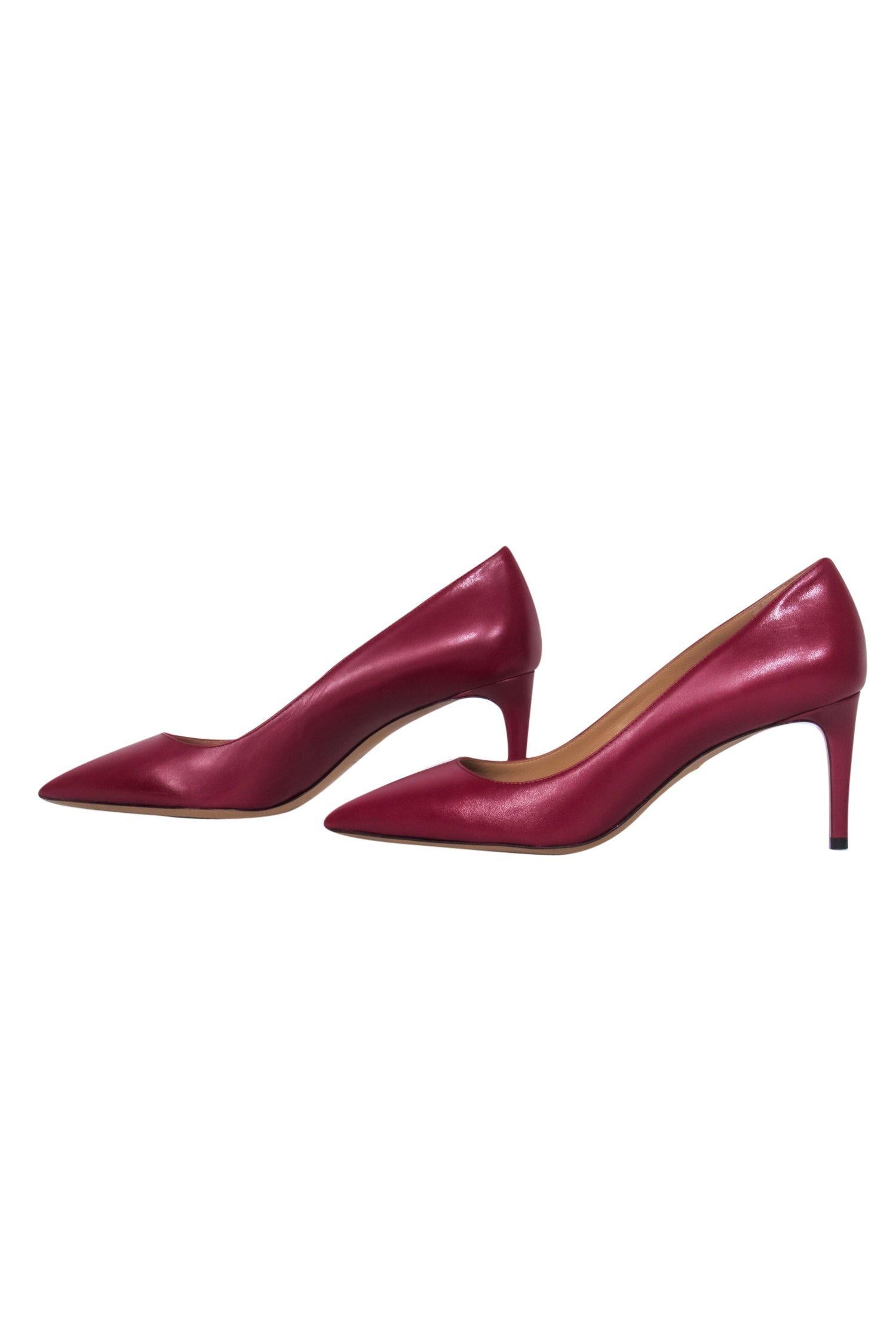 Bally's Stunning Maroon Leather Pointed Toe Elaise Pumps - Size 9.5