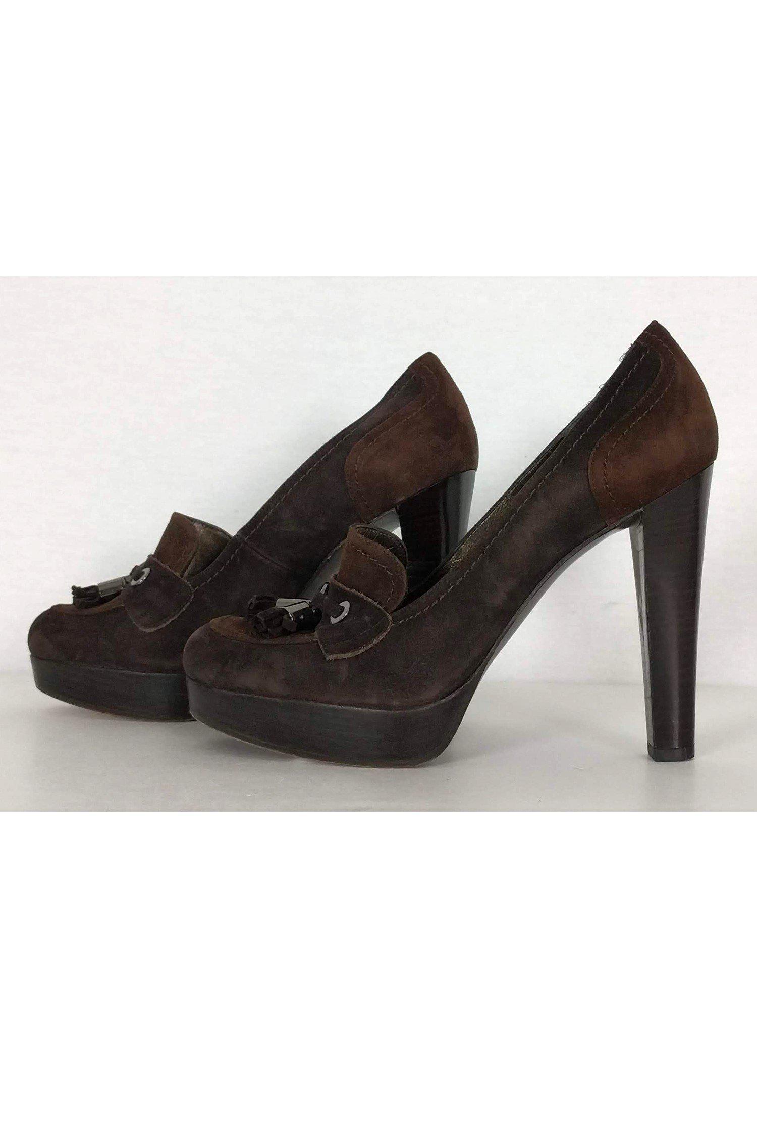 Stuart Weitzman's Gorgeous Brown Suede Loafer Pumps - Size 8.5