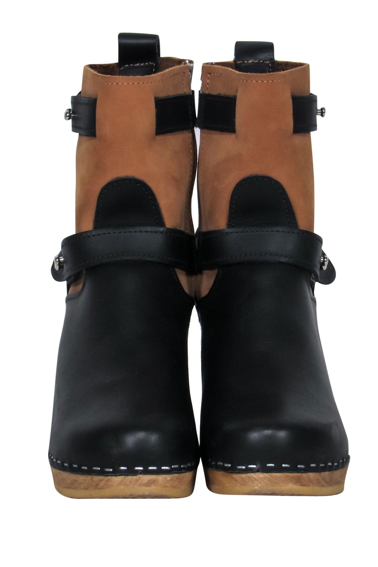 Loeffler Randall - Stunning Black & Tan Clog-Style Heeled Booties in Size 9