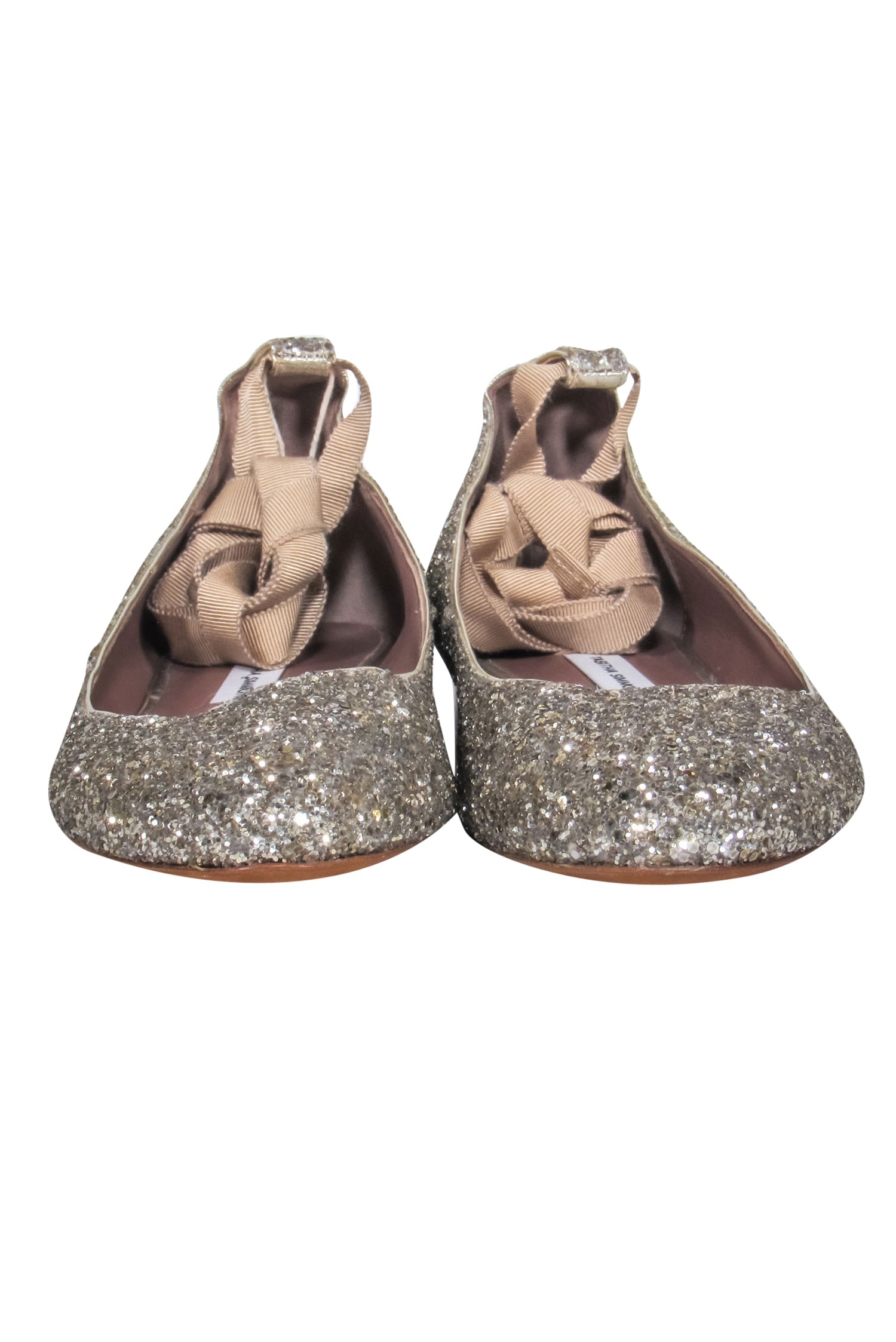 Tabitha Simmons Gold Sequin Ankle - Wrap Ballet Flats (Size 8.5) - Sparkle in Style!