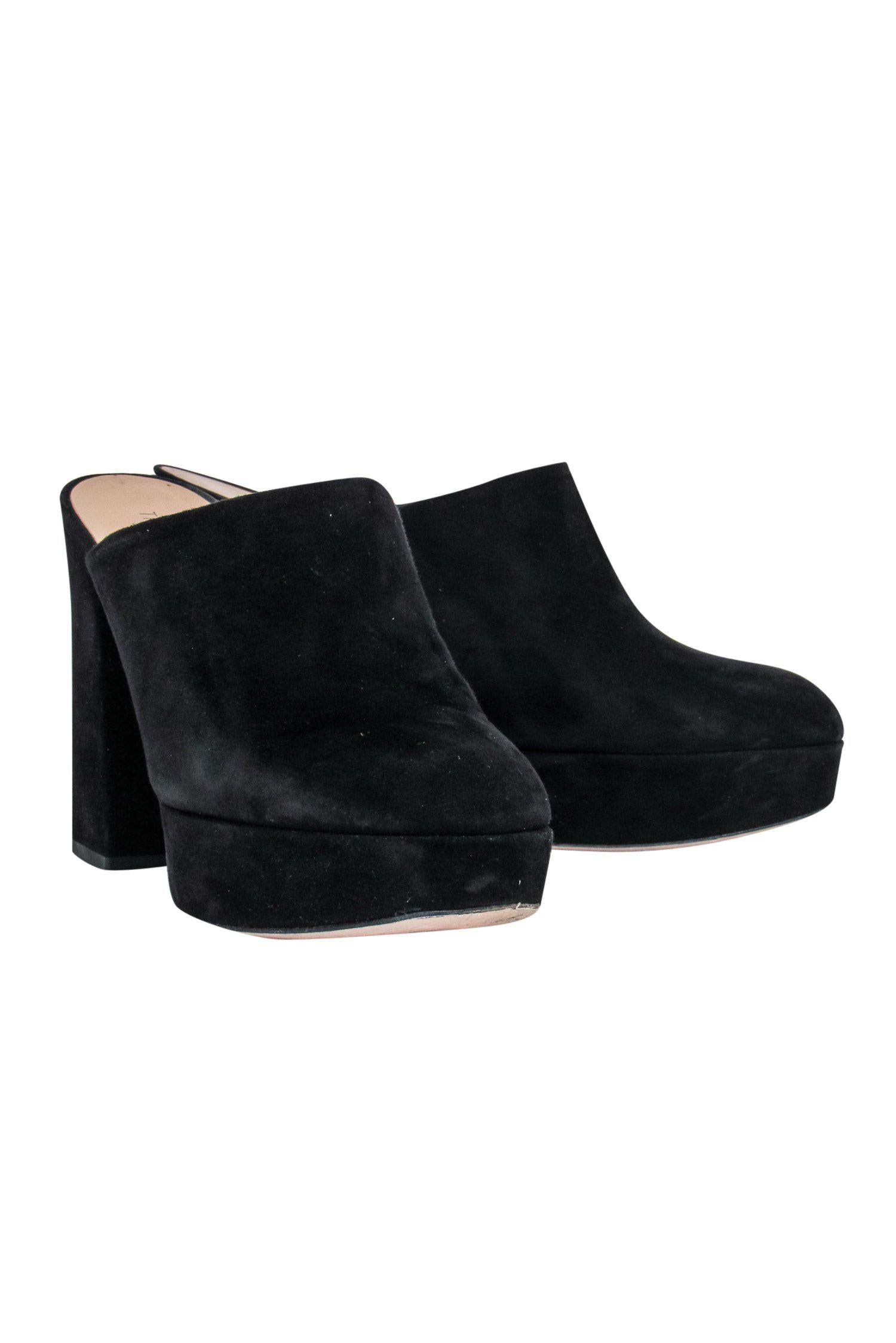 Tamara Mellon's Stunning Black Suede Heeled Mules - Size 6.5