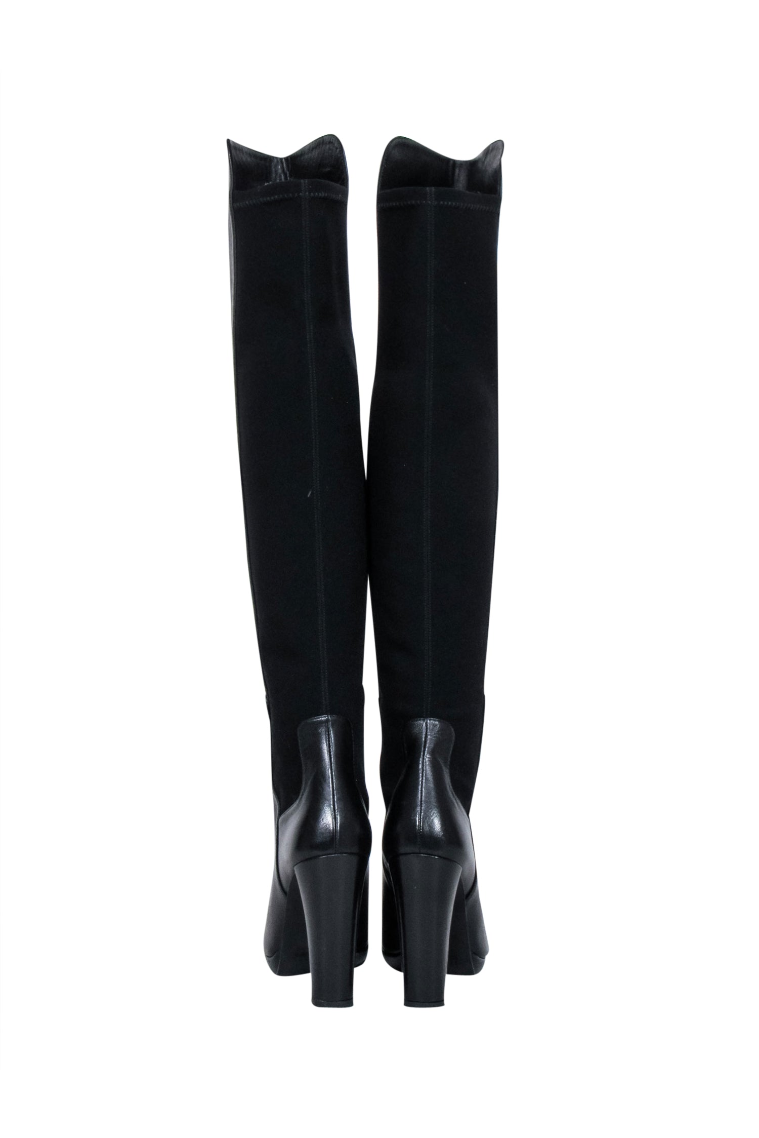 Stuart Weitzman Black Leather Tall Heel Boots - Size 8 - Irresistible Fashion Statement