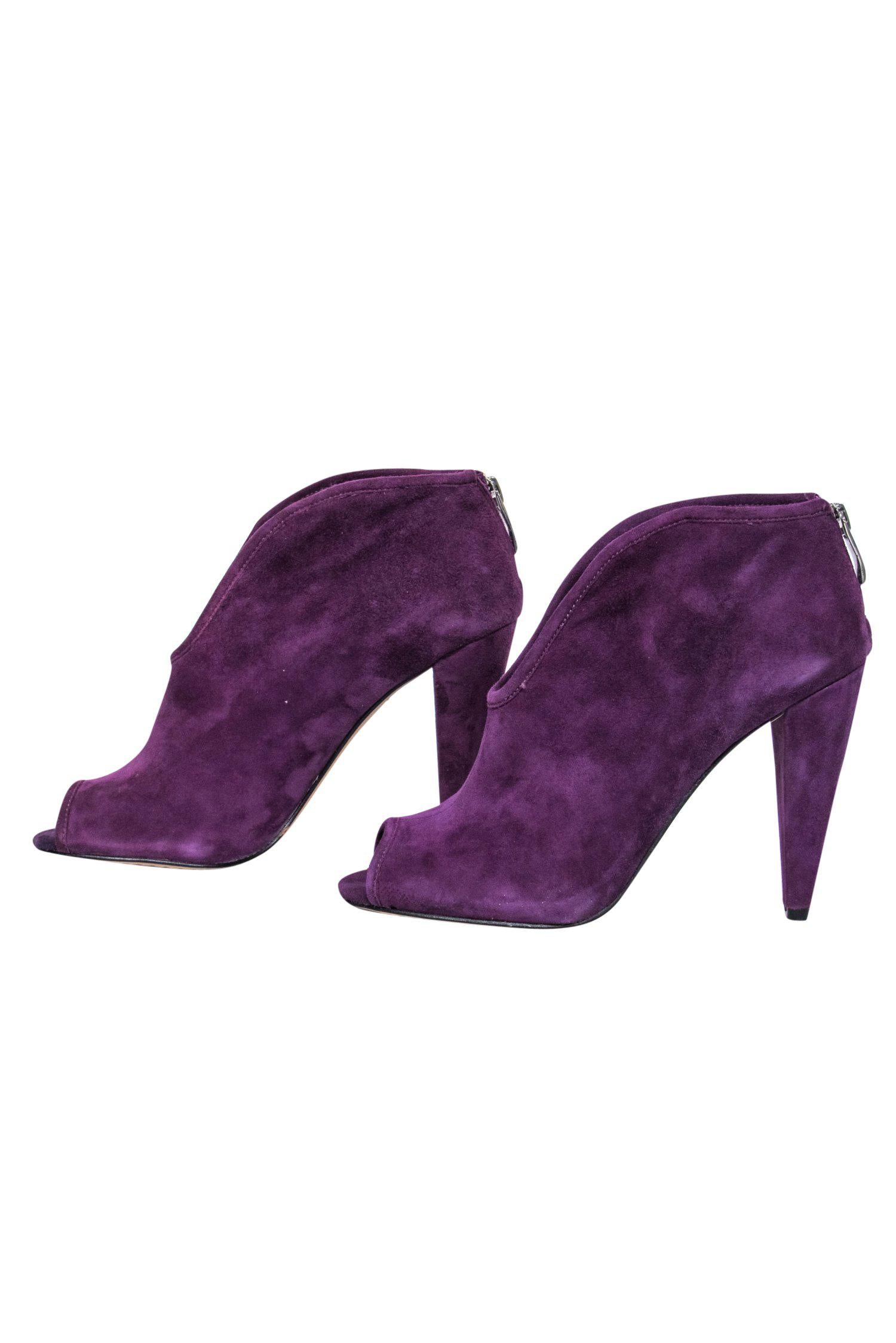 Vince Camuto Purple Suede Peep Toe Heeled Amber Ankle Booties - Size 5.5