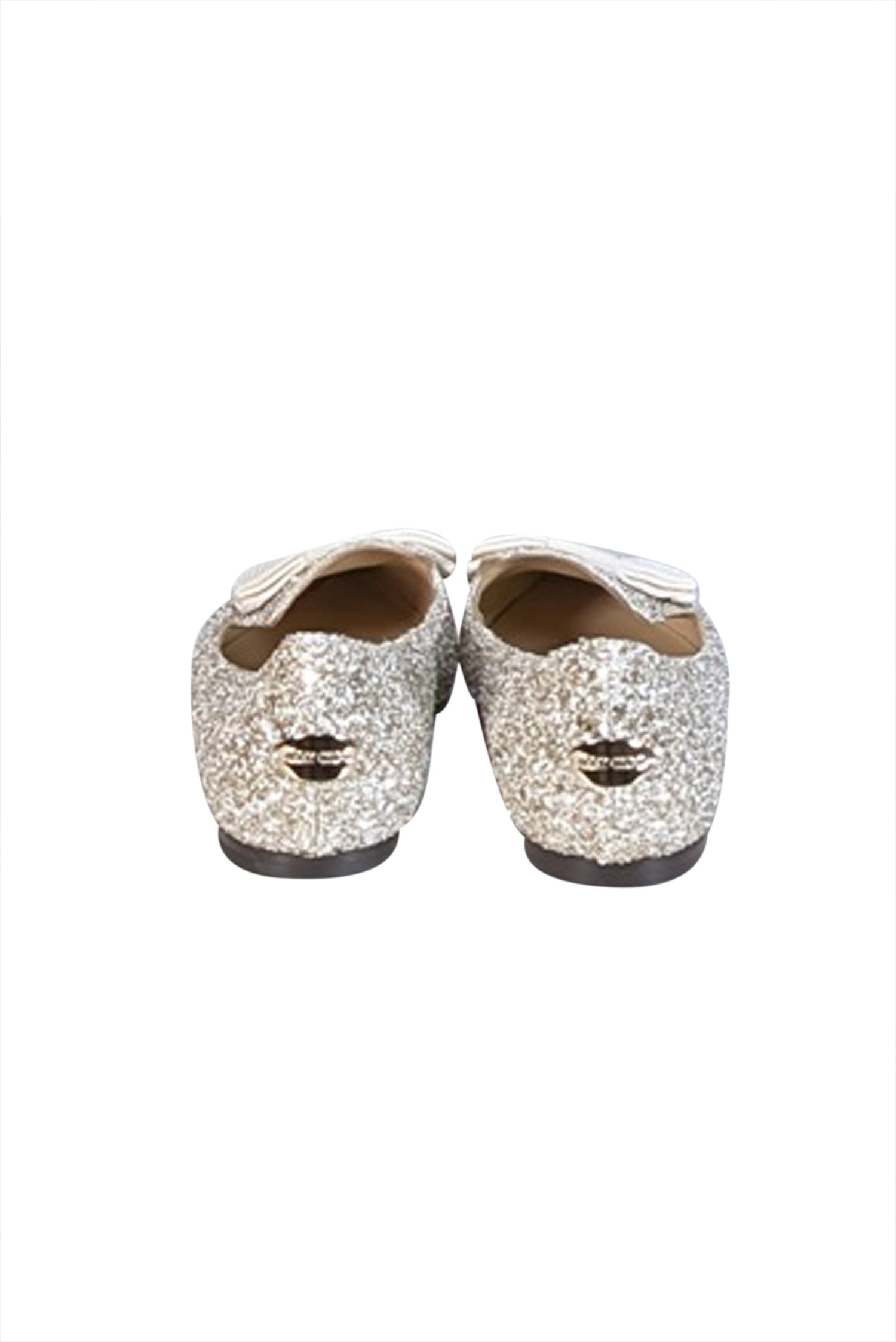 Jimmy Choo Gold & White Glitter Pointed-Toe Flats - Size 9: Sparkle in Style!