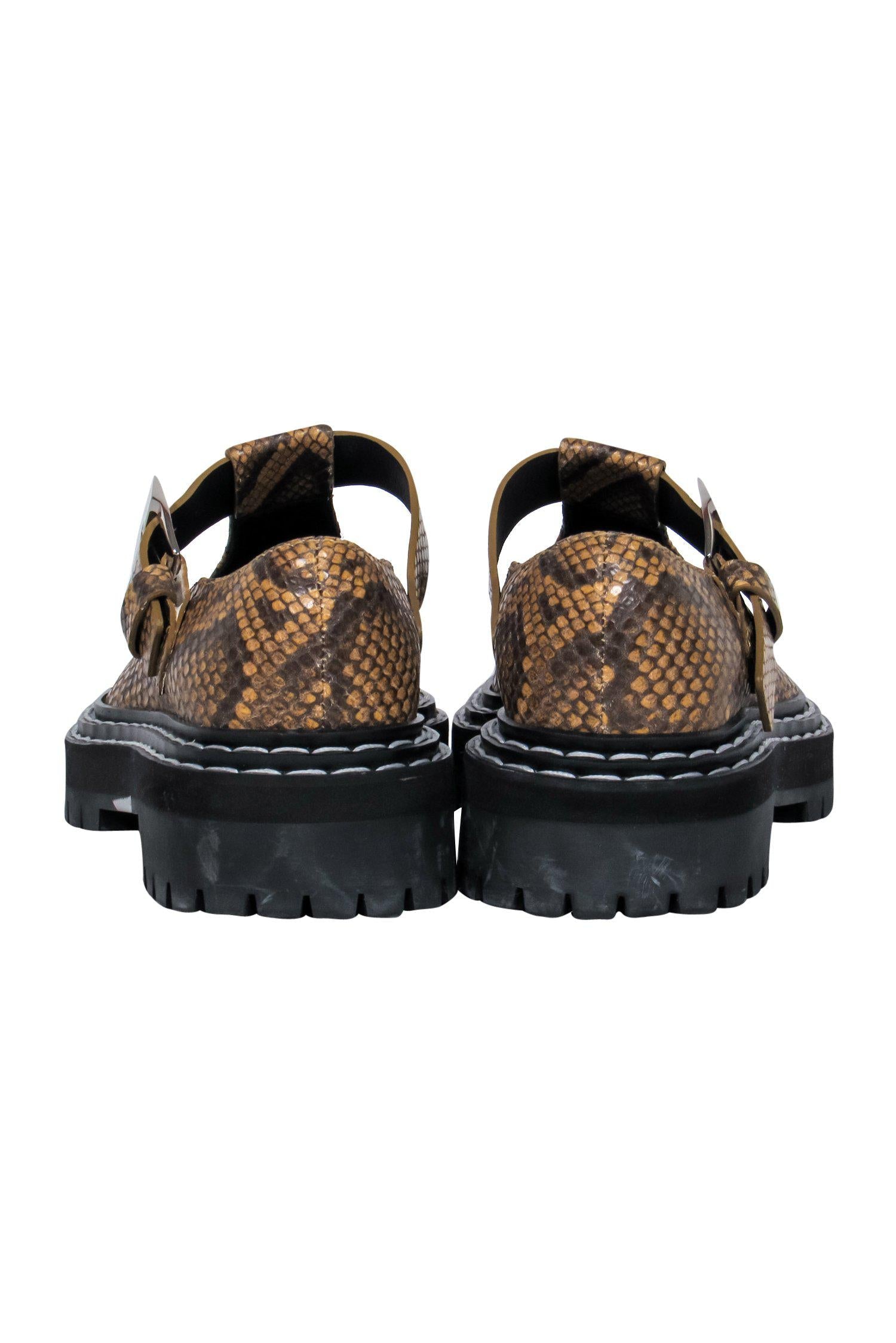 Proenza Schouler's Stunning Yellow Snakeskin Mary Jane Lug Sole Shoes - Size 6.5