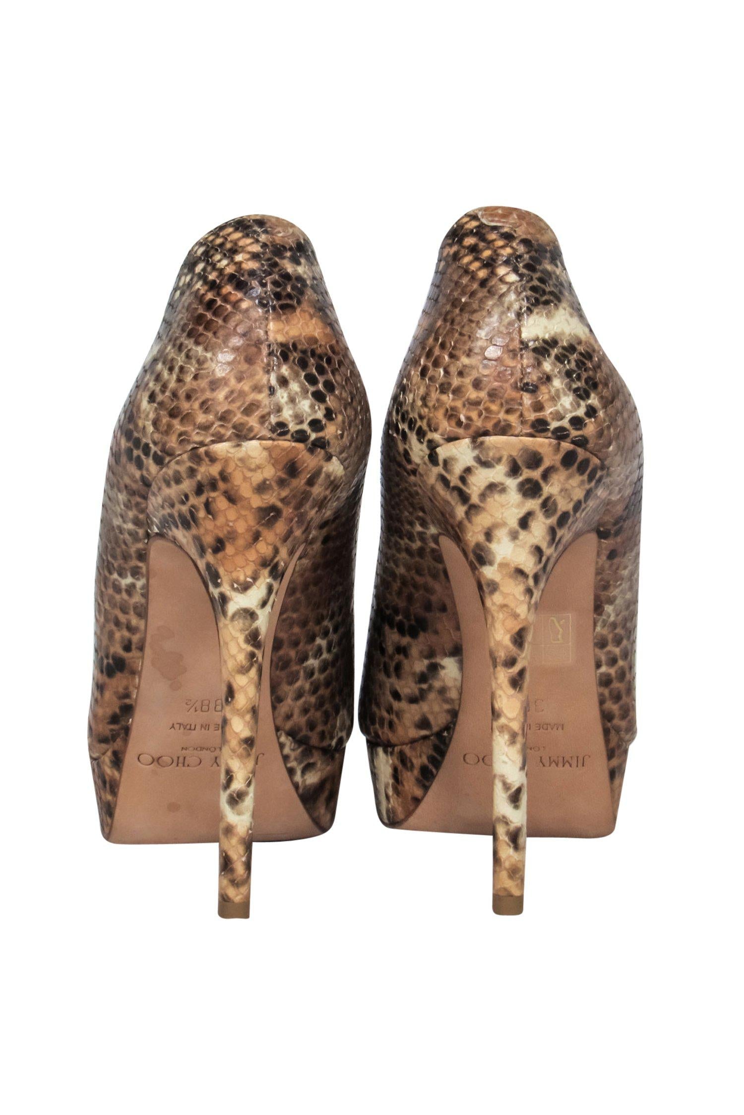 Jimmy Choo Tan Snakeskin Platform Pumps - Size 8.5: Unleash Your Fierce Style!