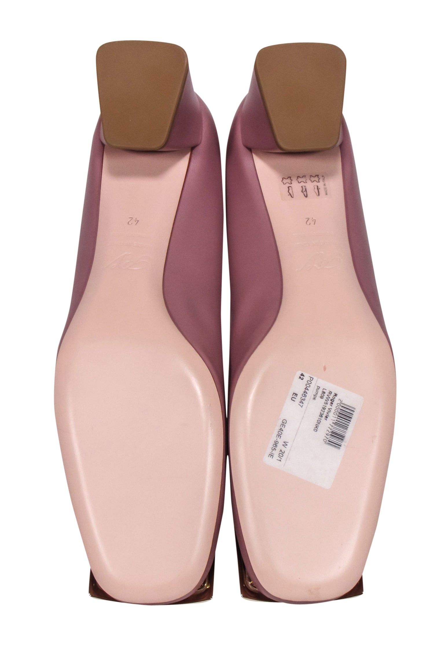 Roger Vivier Mauve Leather Chunky Heel Pumps with Large Buckle - Size 12