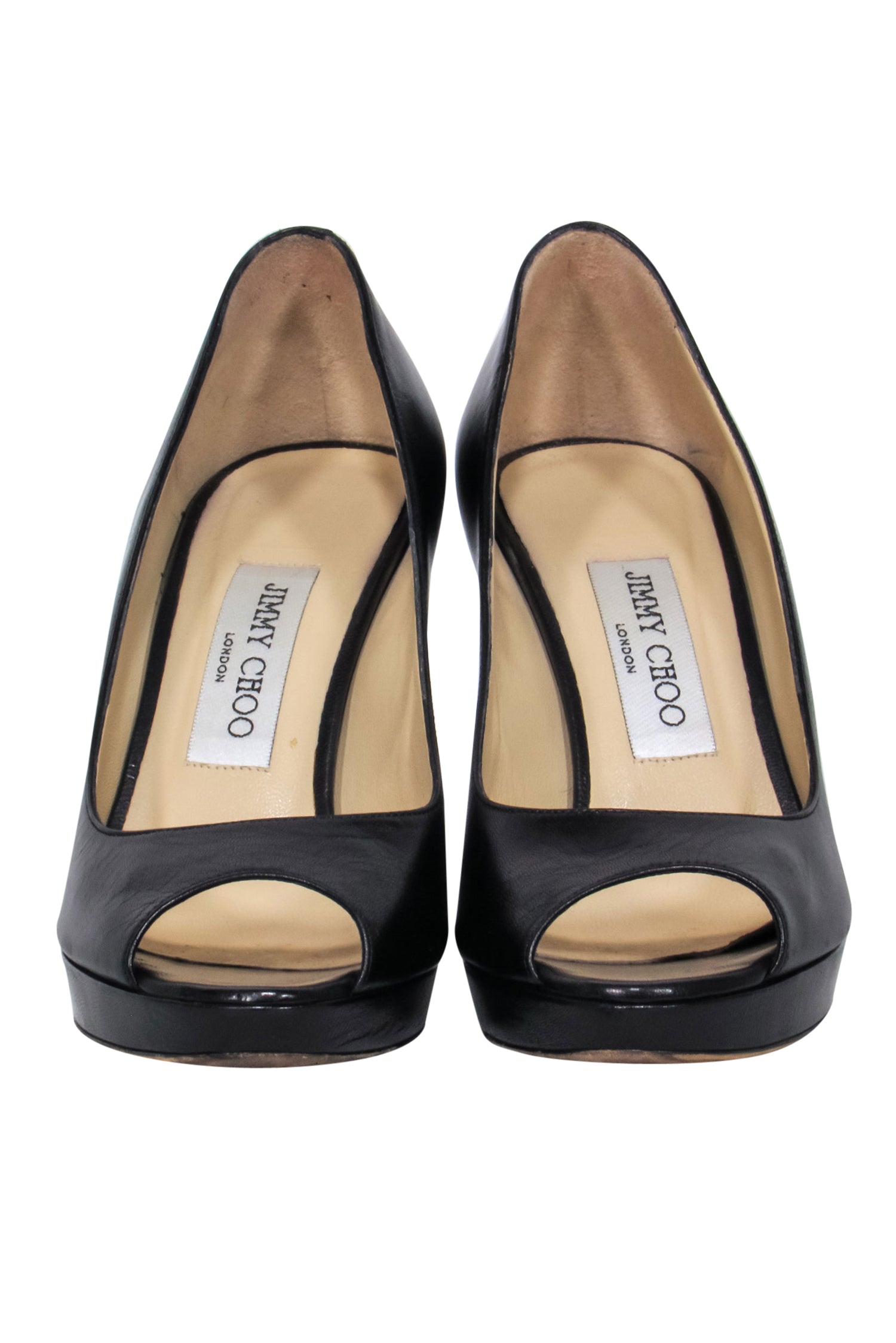 Jimmy Choo Black Leather Peep Toe Pumps - Size 7: A Luxurious Must-Have!