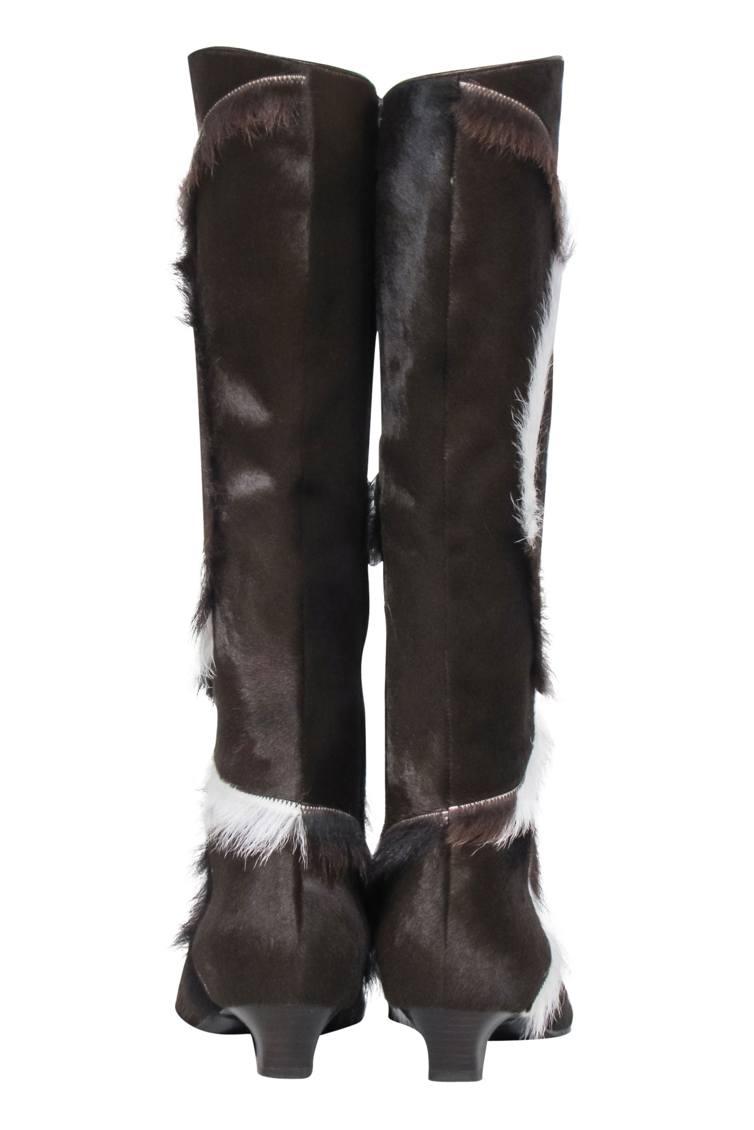 Ferragamo Brown & White Calf Hair Knee - High Heeled Boots - Size 7 - Chic Fall Must - Haves