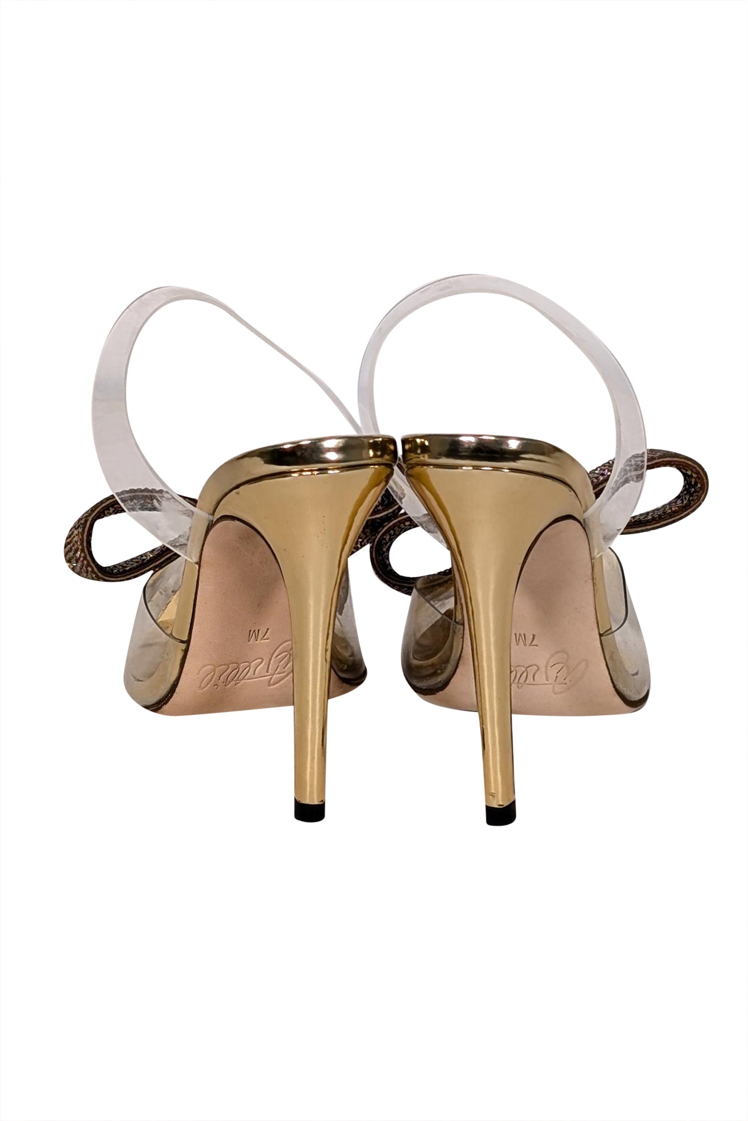 Aminah Abdul Jillil's Stunning Aloral Strappy Pumps with Gold Rhinestone Bow - Size 7