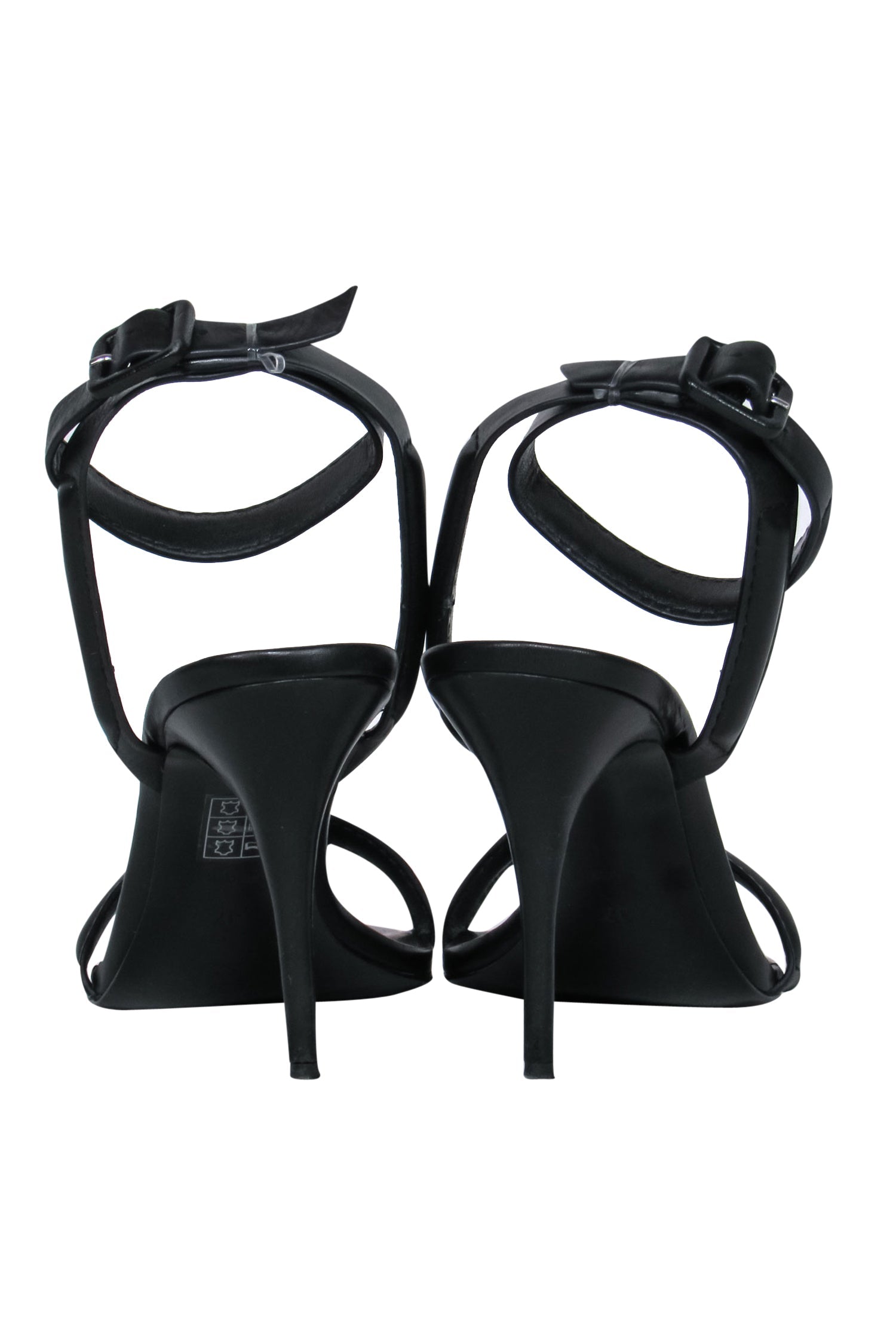 Alexander Wang - Stylish Black Leather Ankle Strap Open Toe Pumps, Size 7