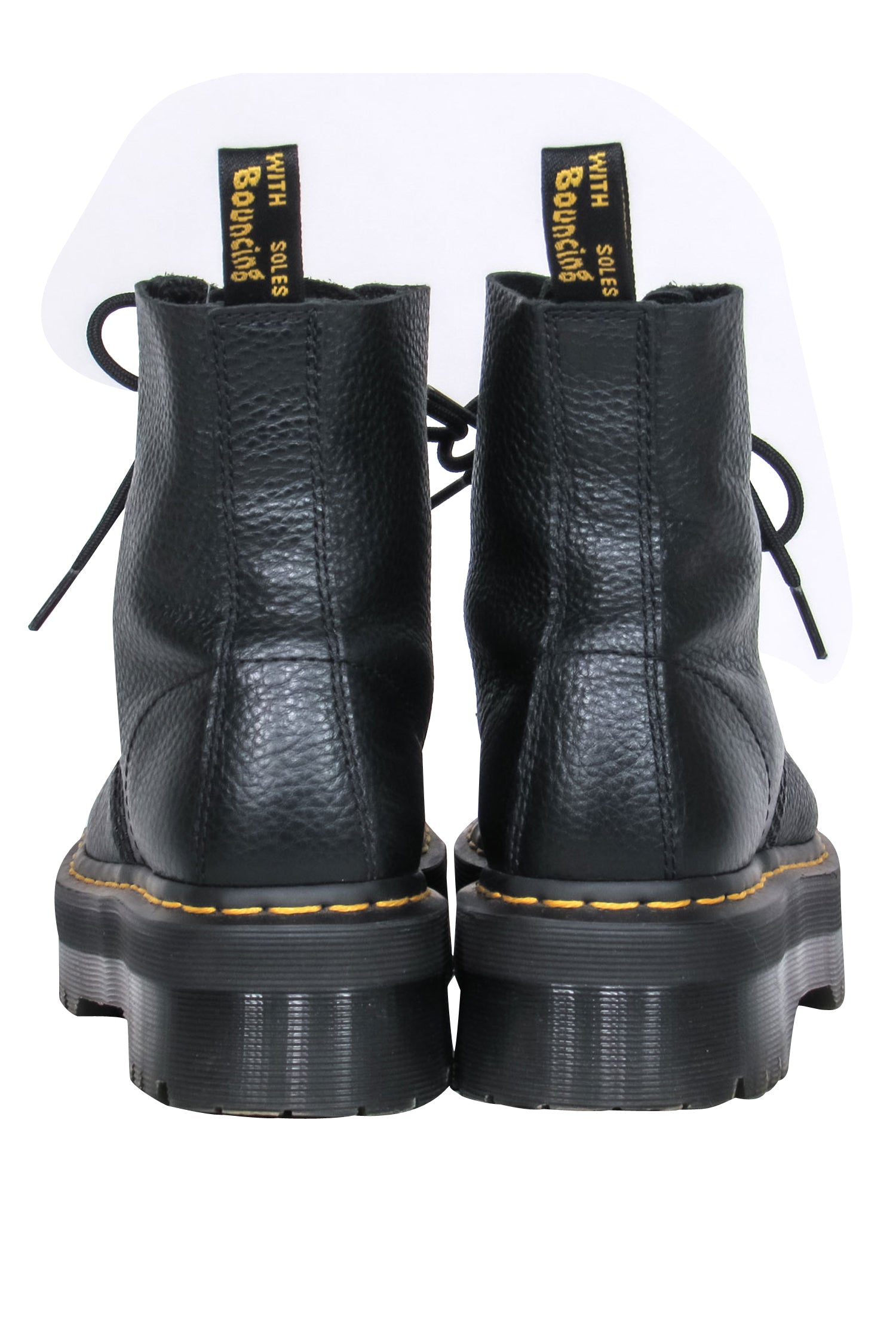 Dr. Martens - Stylish Black Pebbled Leather Platform Combat Boots, Size 7