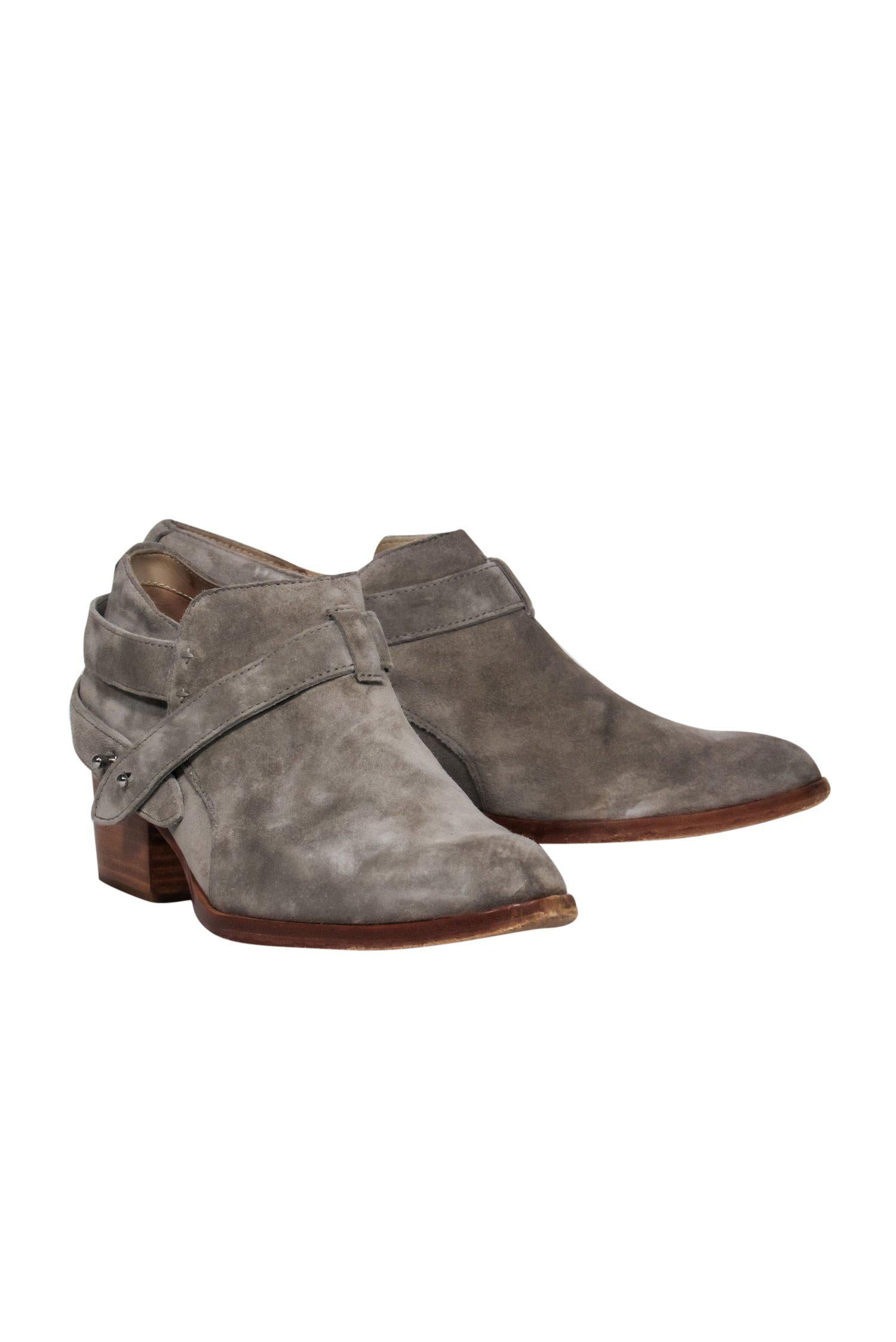 Rag & Bone Grey Suede Heeled Ankle Booties - Size 8 - Fall Fashion Must-Have