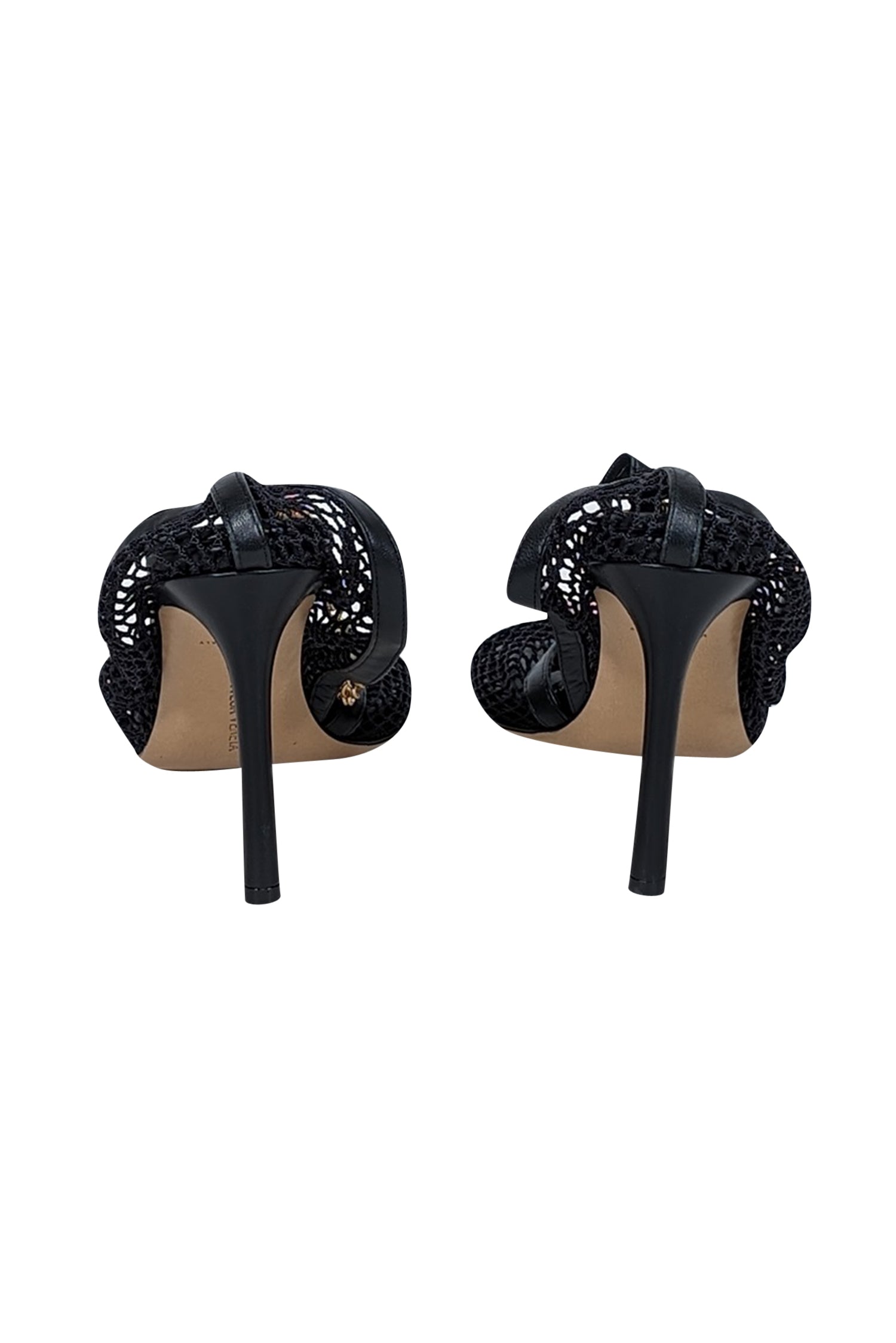 Bottega Veneta Black Mesh Heels with Chain Strap - Size 9