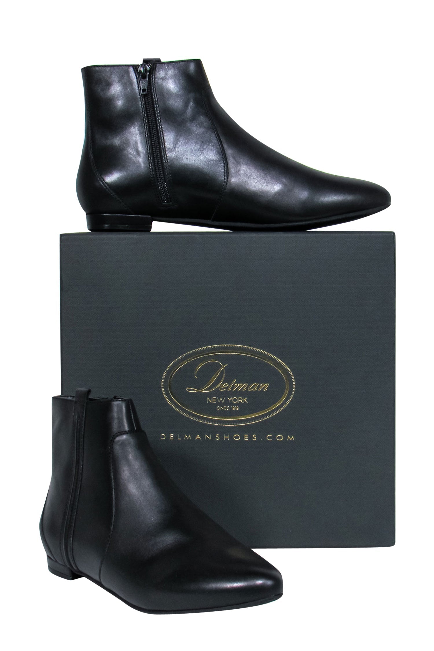 Delman - Stunning Black Leather Wiley Chelsea Booties in Size 9.5