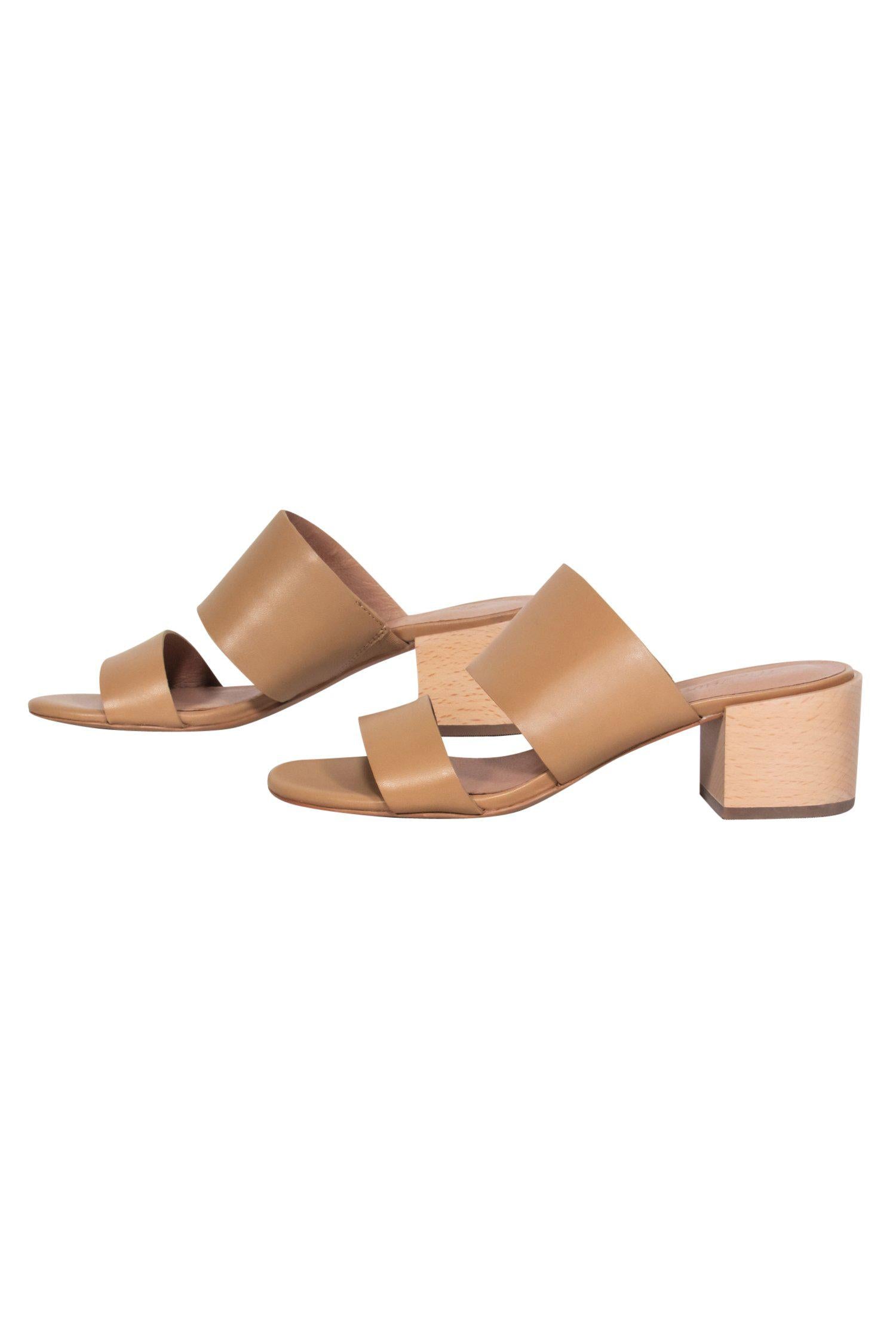 Madewell's Chic Tan Mule Block Heeled Sandals - Size 6.5