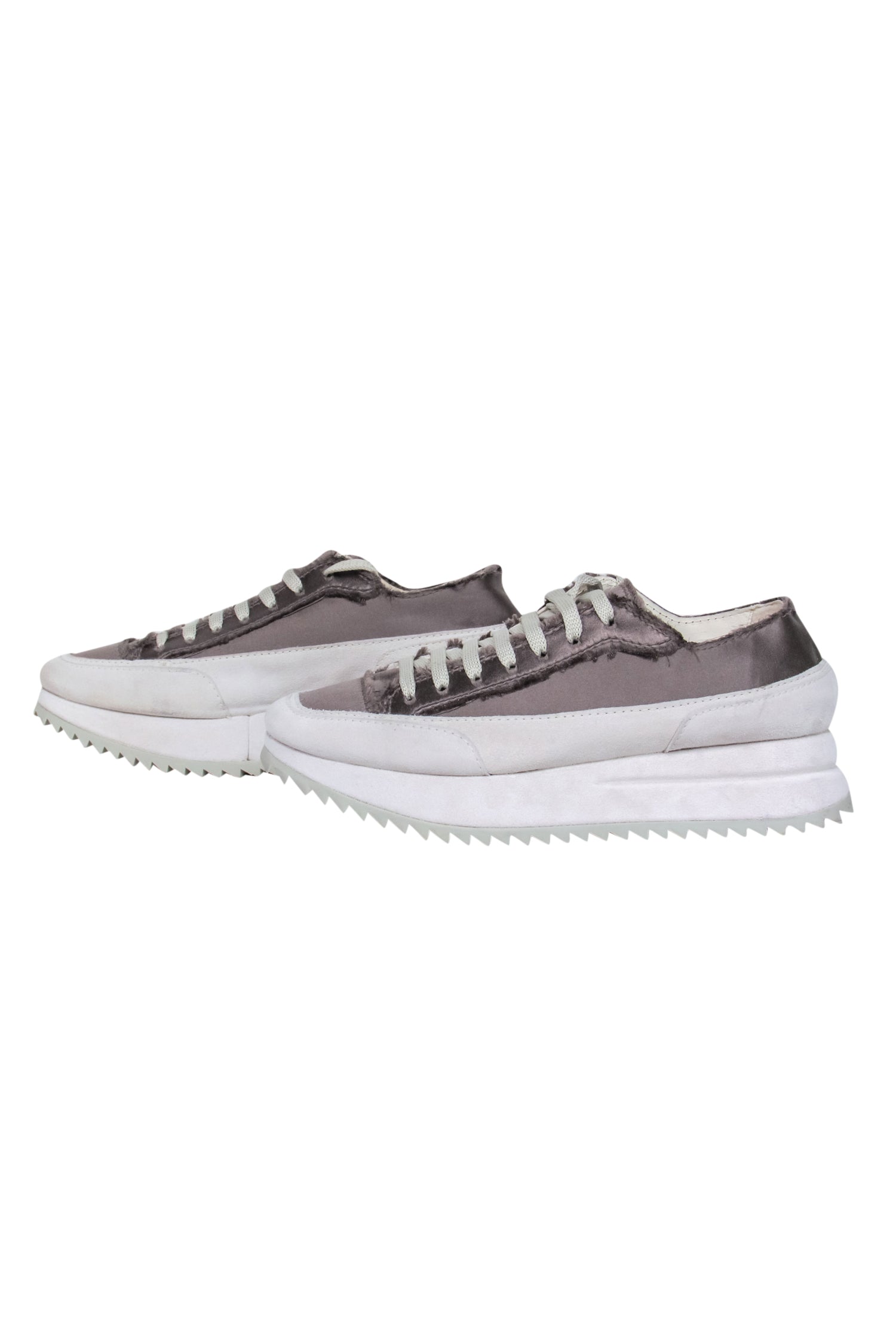Pedro Garcia - Stunning Grey Satin Cream Platform Sneaker in Size 6.5