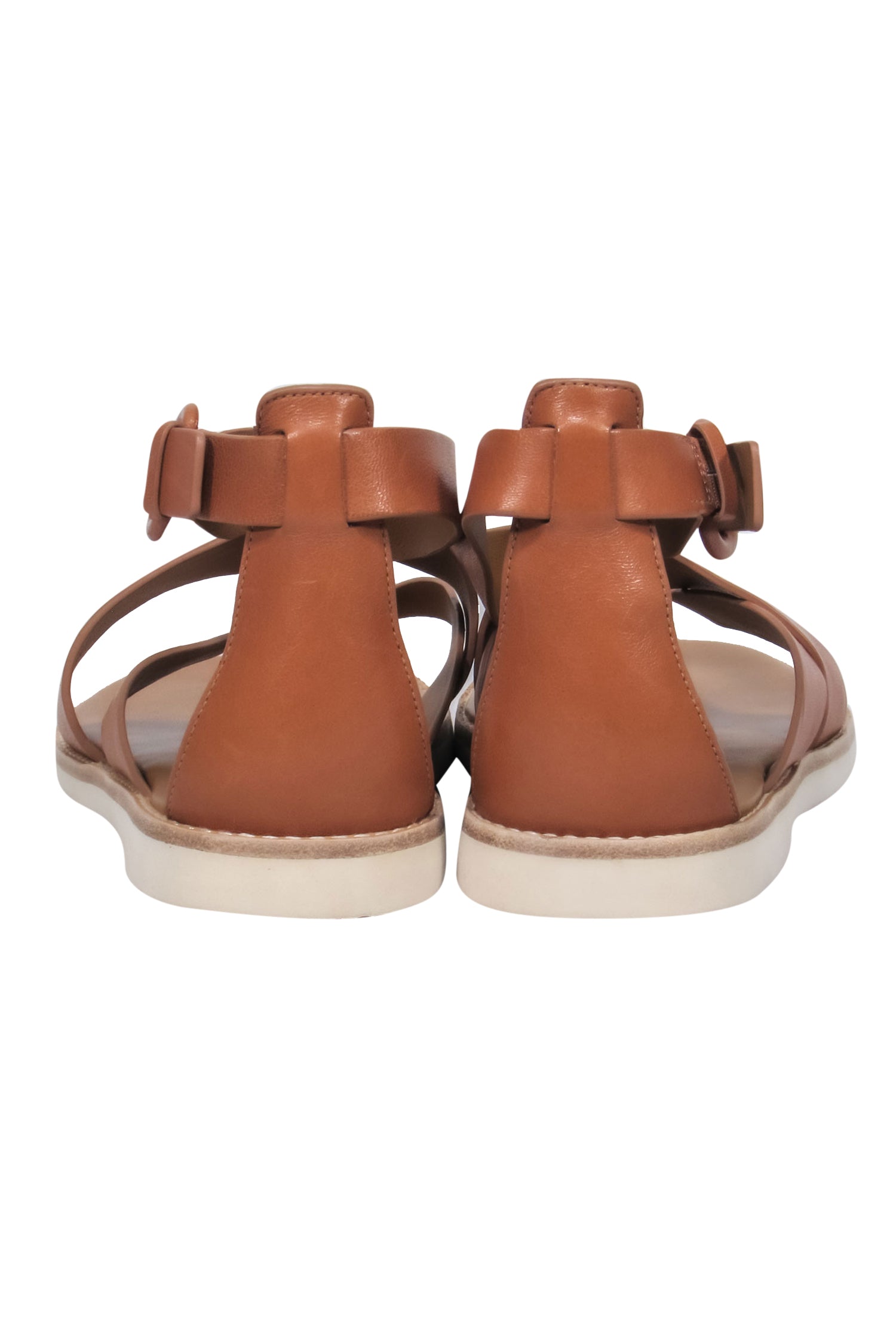 Vince Luxury Brown Leather Strappy Thong Sandals - Size 10