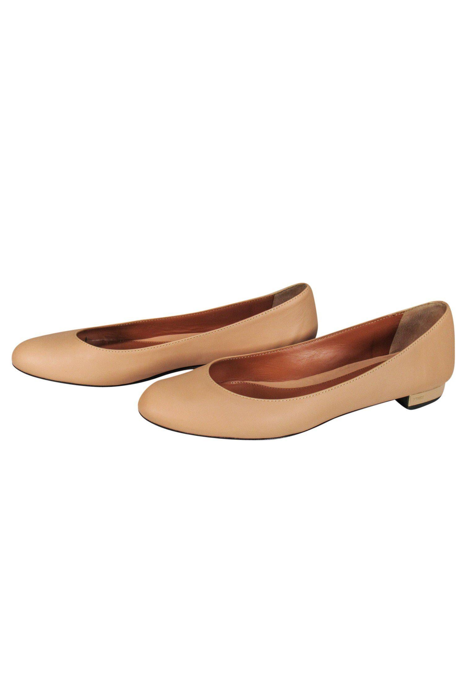 Fendi Tan Leather Flats in Size 10 - A Must-Have!
