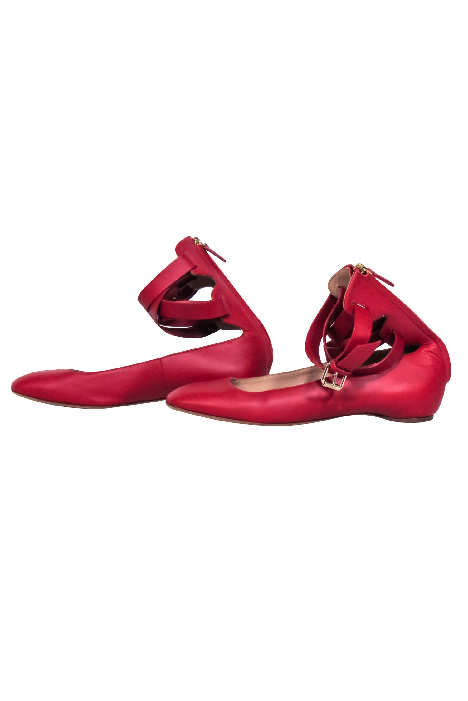 Valentino Red Gladiator Ballet Flats - Size 8.5