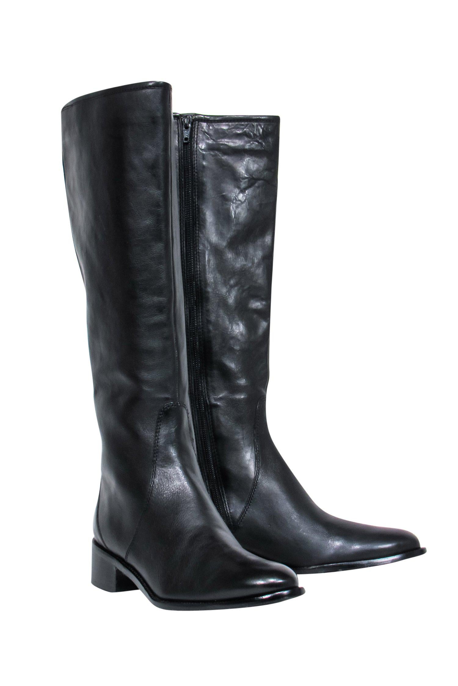 Delman's Stylish Black Leather Heeled Riding Boots - Size 9