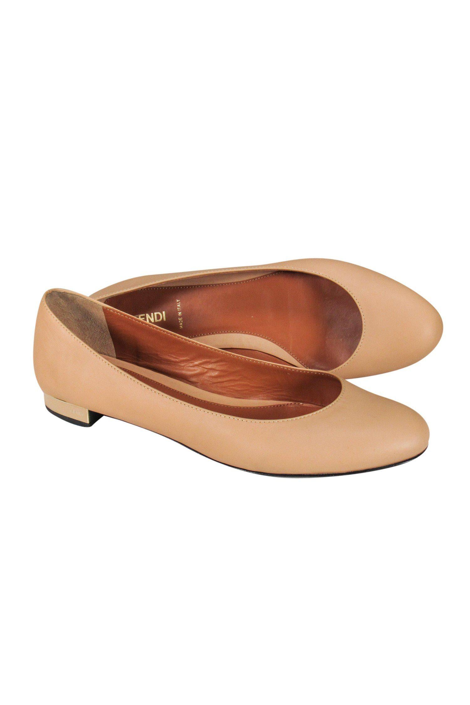 Fendi Tan Leather Flats in Size 10 - A Must-Have!