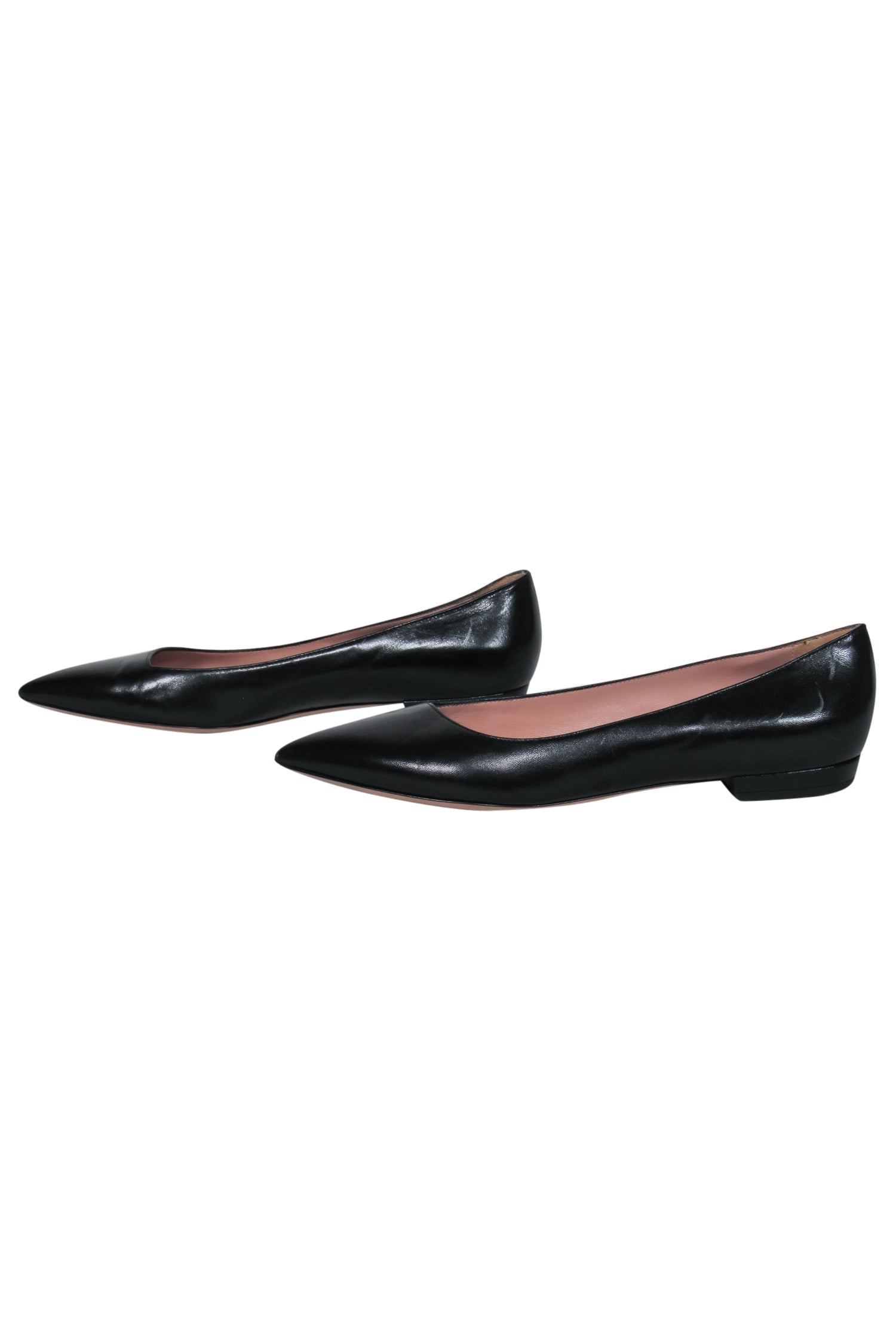 Giorgio Armani's Black Smooth Leather Pointed Toe Flats - Size 7.5: Timeless Elegance!