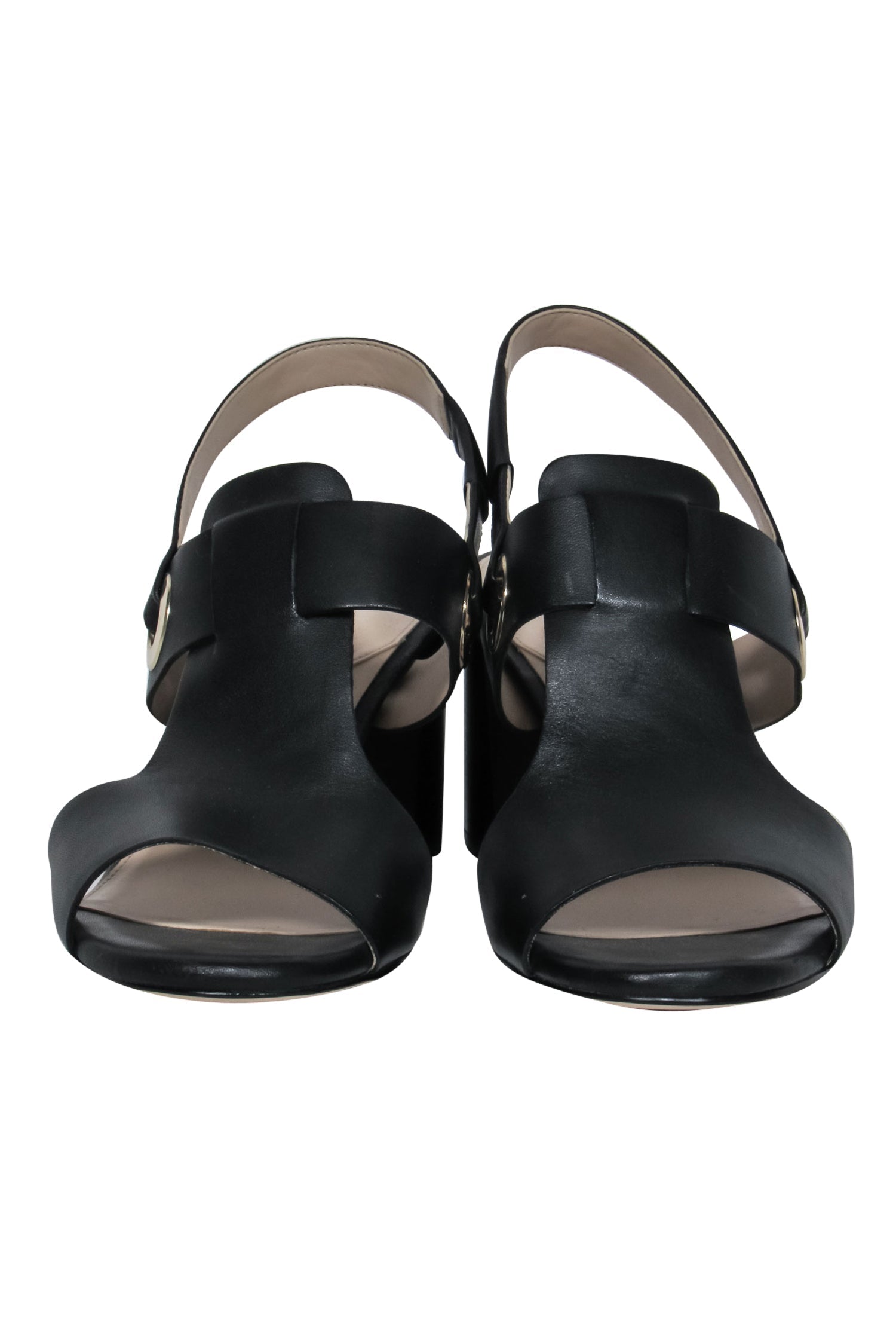 Cole Haan Black Smooth Leather Cutout Block Heels - Size 8.5, A Must - Have for Fashionistas