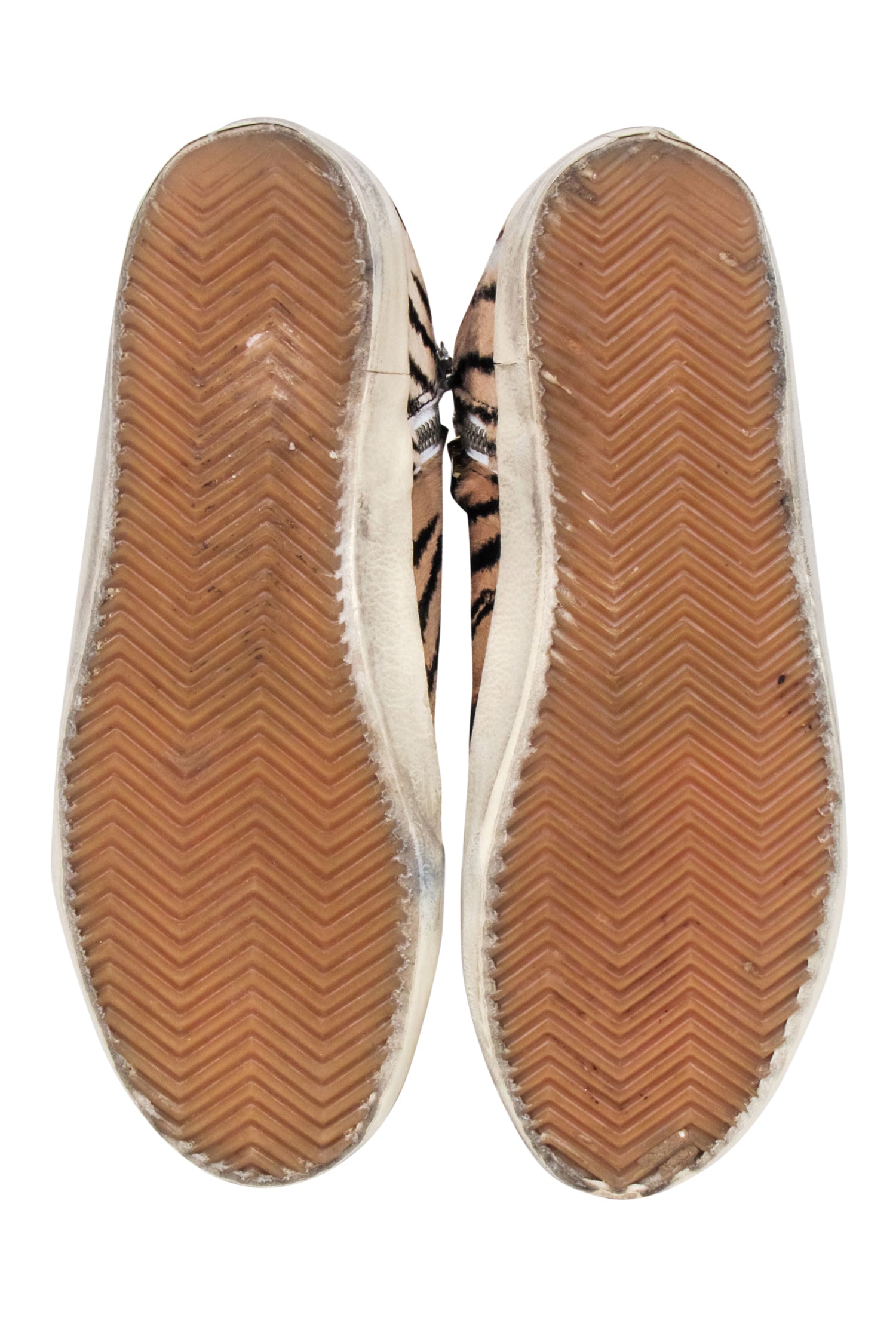 Golden Goose Beige & Black Tiger Print Studded High - Top Sneakers in Size 8 - Make a Statement!