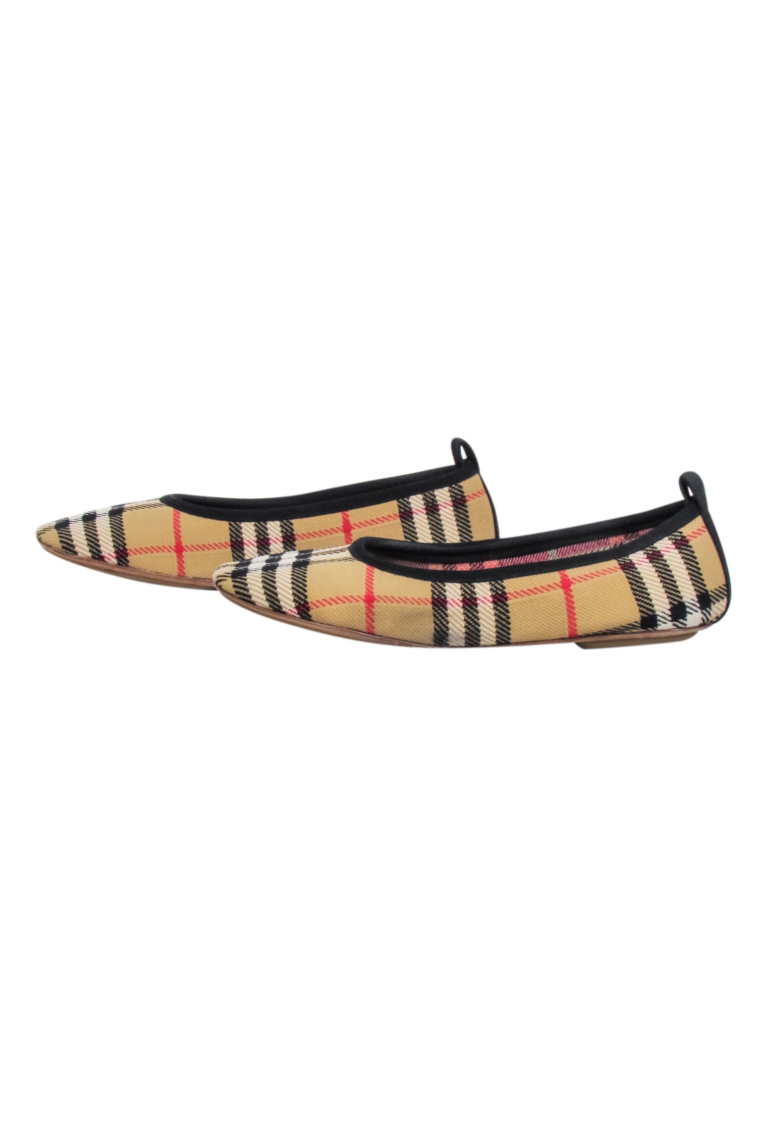 Burberry's Irresistible Beige Signature Plaid Flat Shoes - Size 7.5