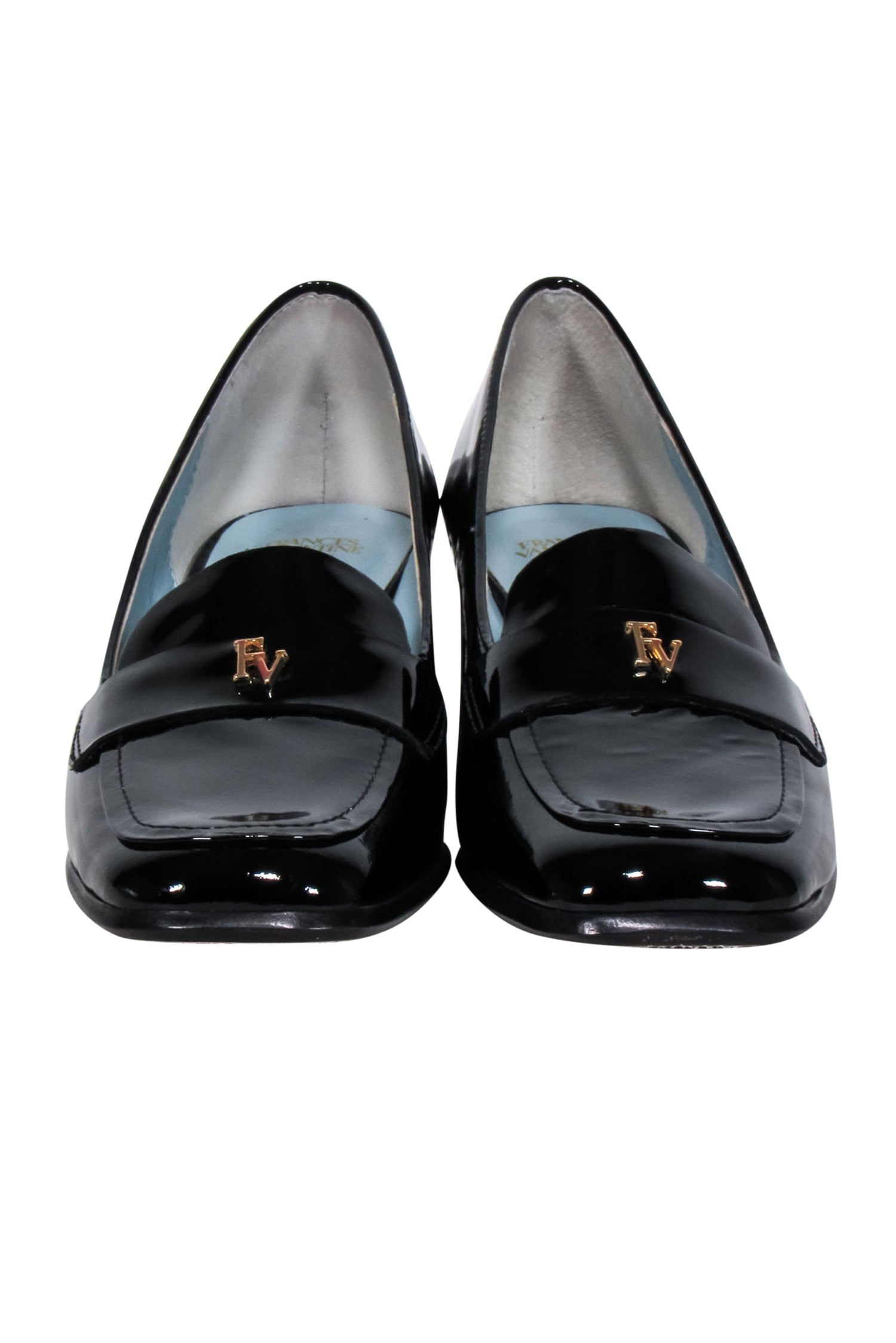 Frances Valentine Black Patent Leather Heeled Loafers - Size 7.5: Elevate Your Style!