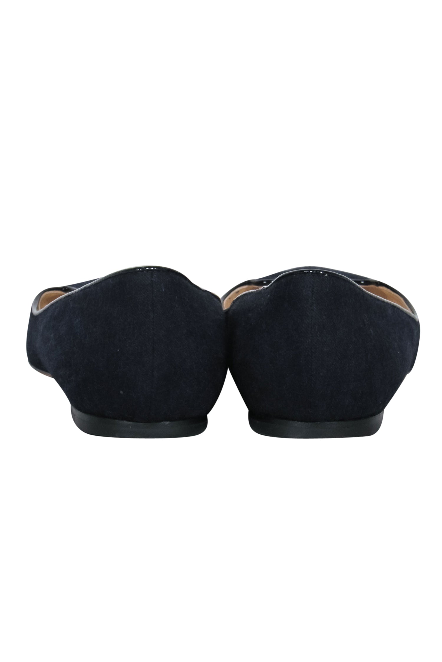 Jimmy Choo Dark Navy Felt Pointed Toe Ballet Flats - Size 6.5: Timeless Elegance!