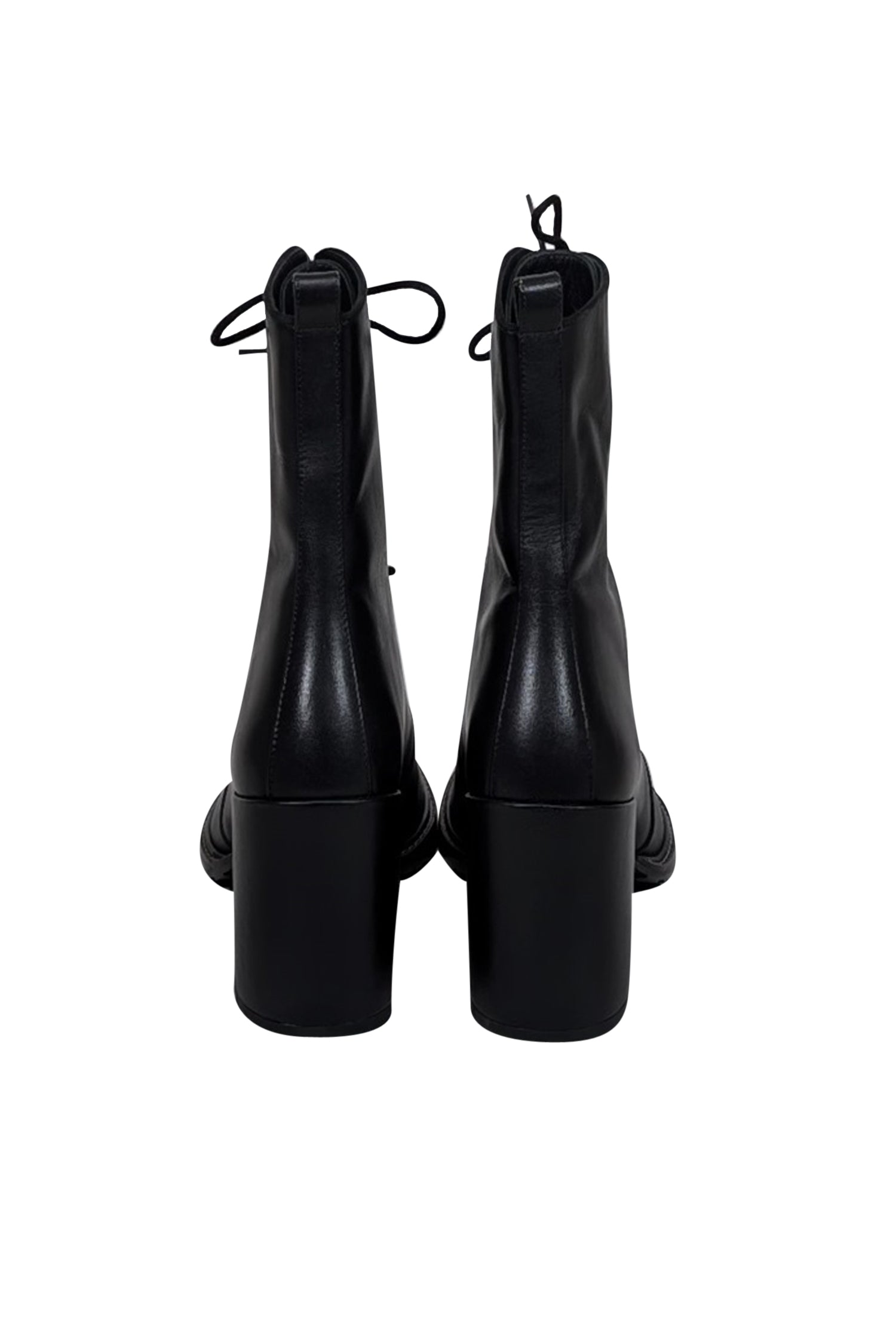 Stuart Weitzman - Stylish Black Leather Cassey Lace - Up Boots, Size 7